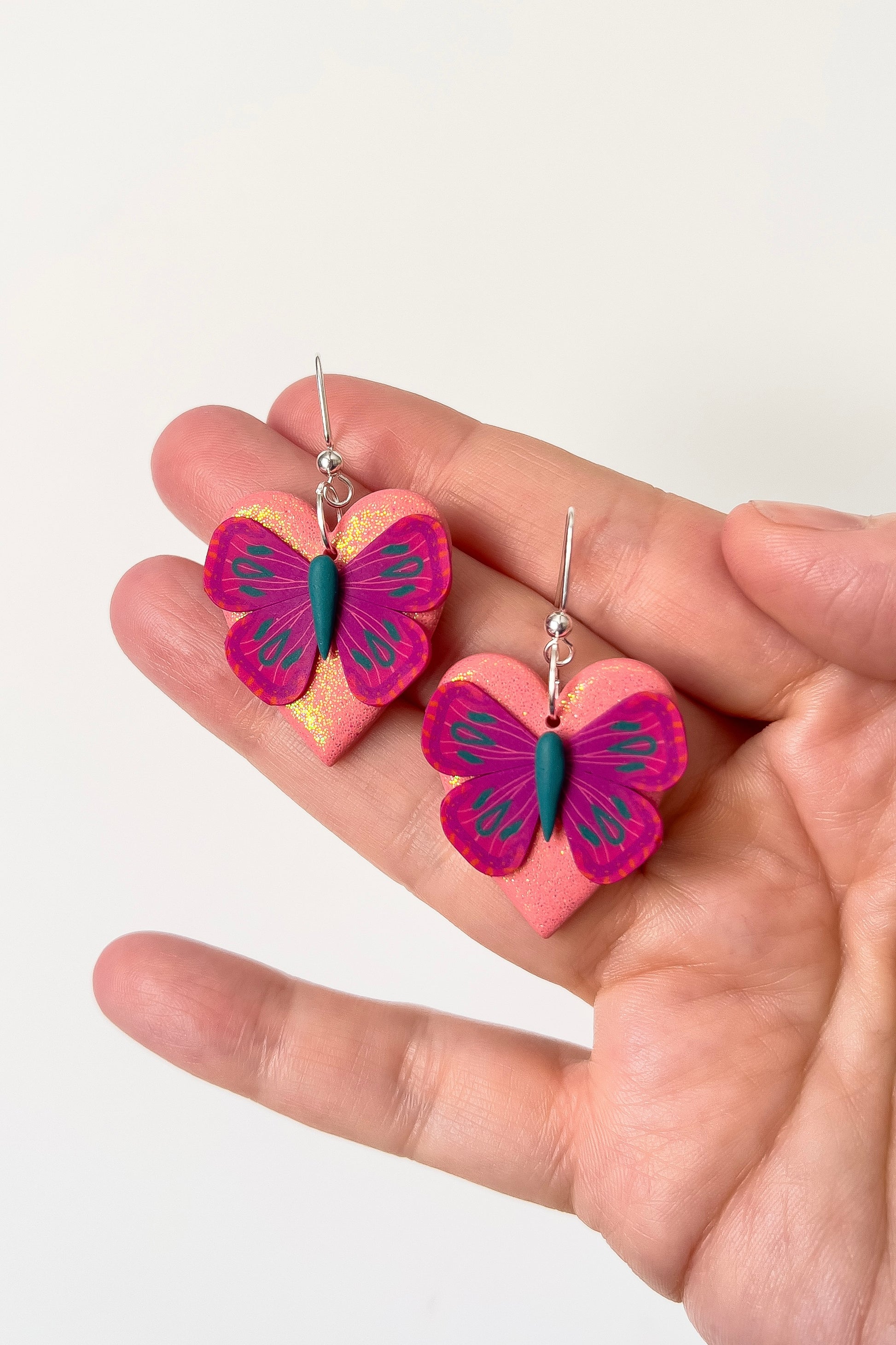 Pink Butterfly Hearts - BlueBassoon Handmade