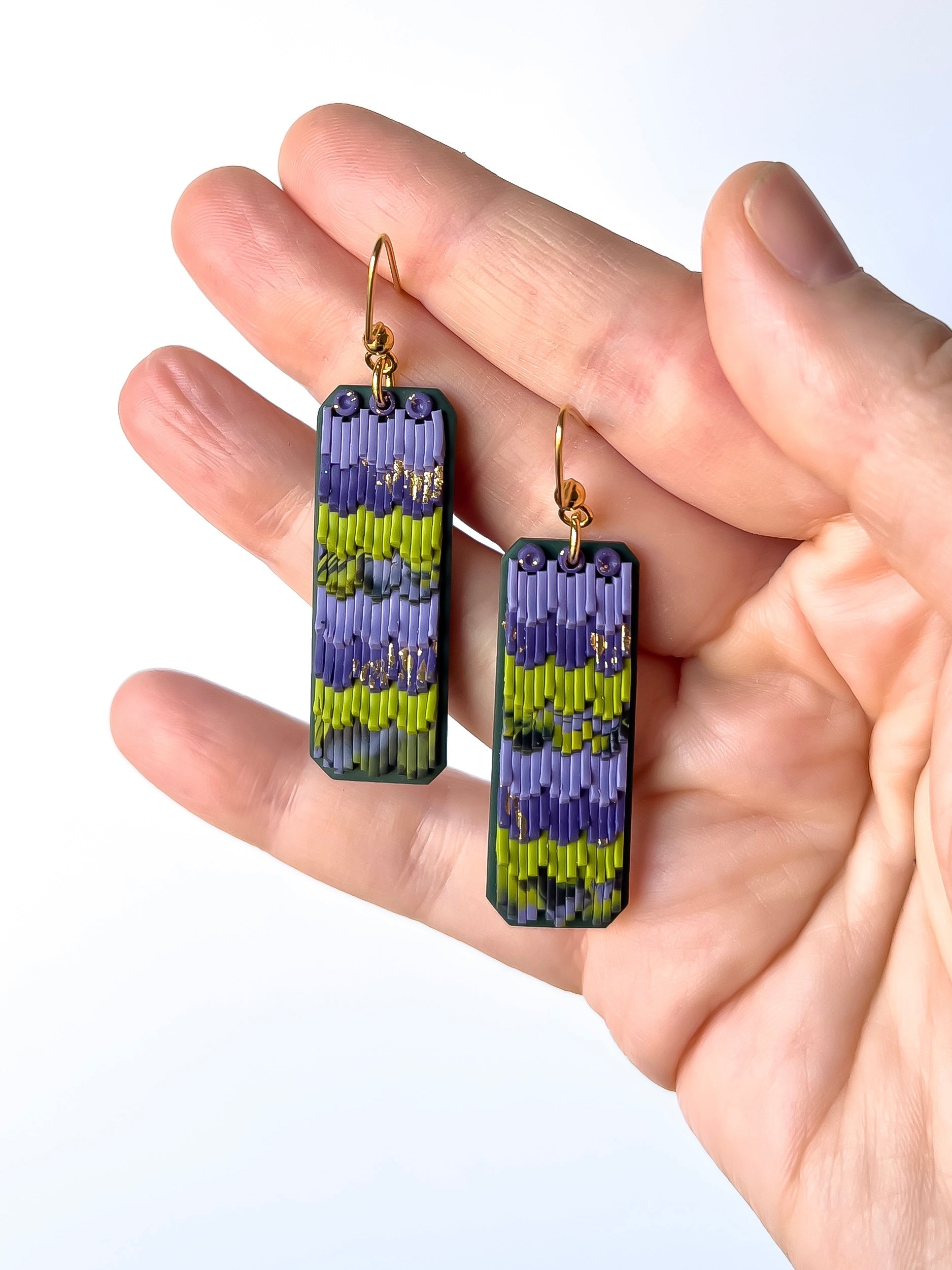 Lavender Meadow - Long Narrow Drapery Dangles - BlueBassoon Handmade