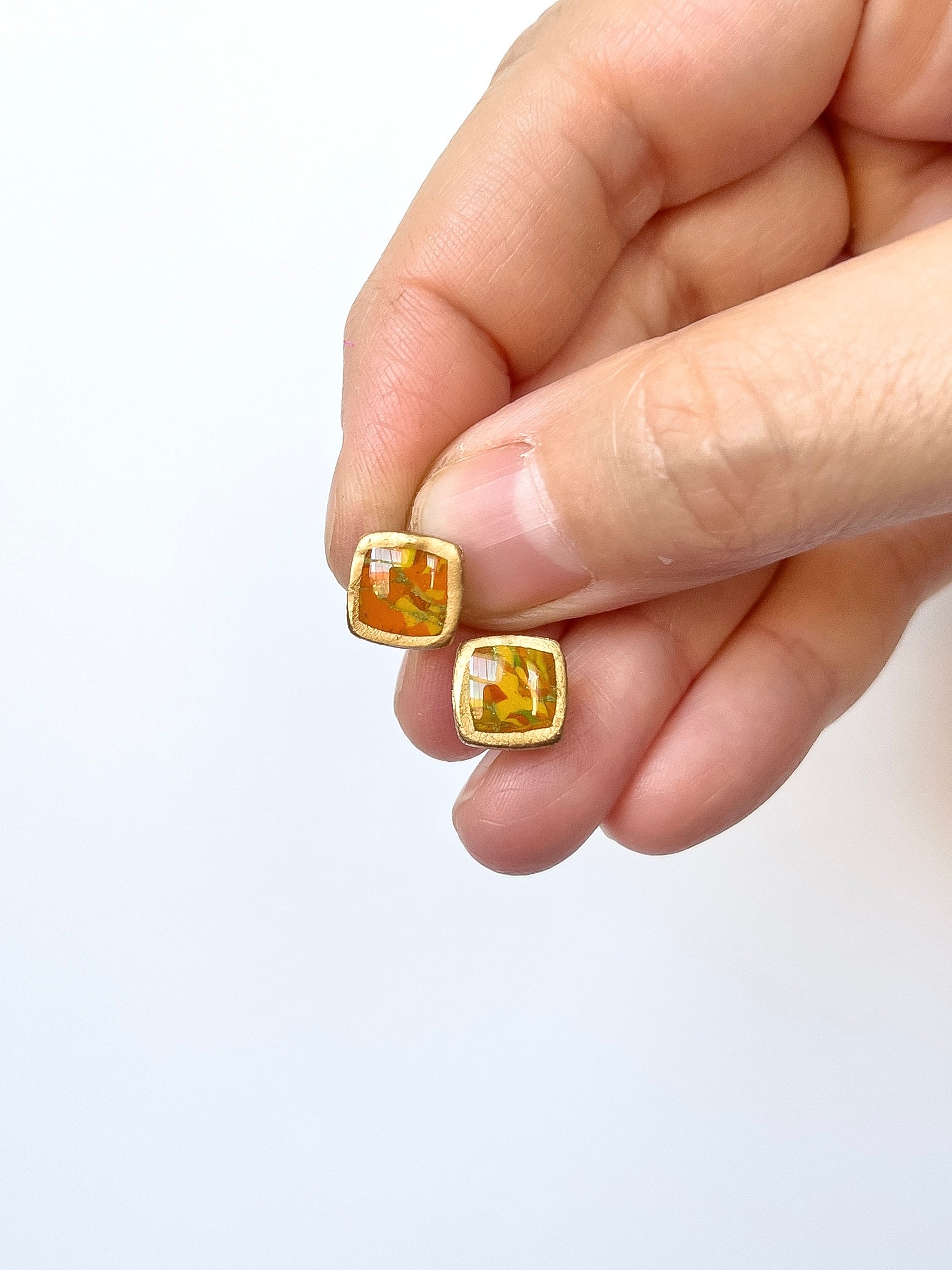 Autumn Confetti Square Studs - BlueBassoon Handmade