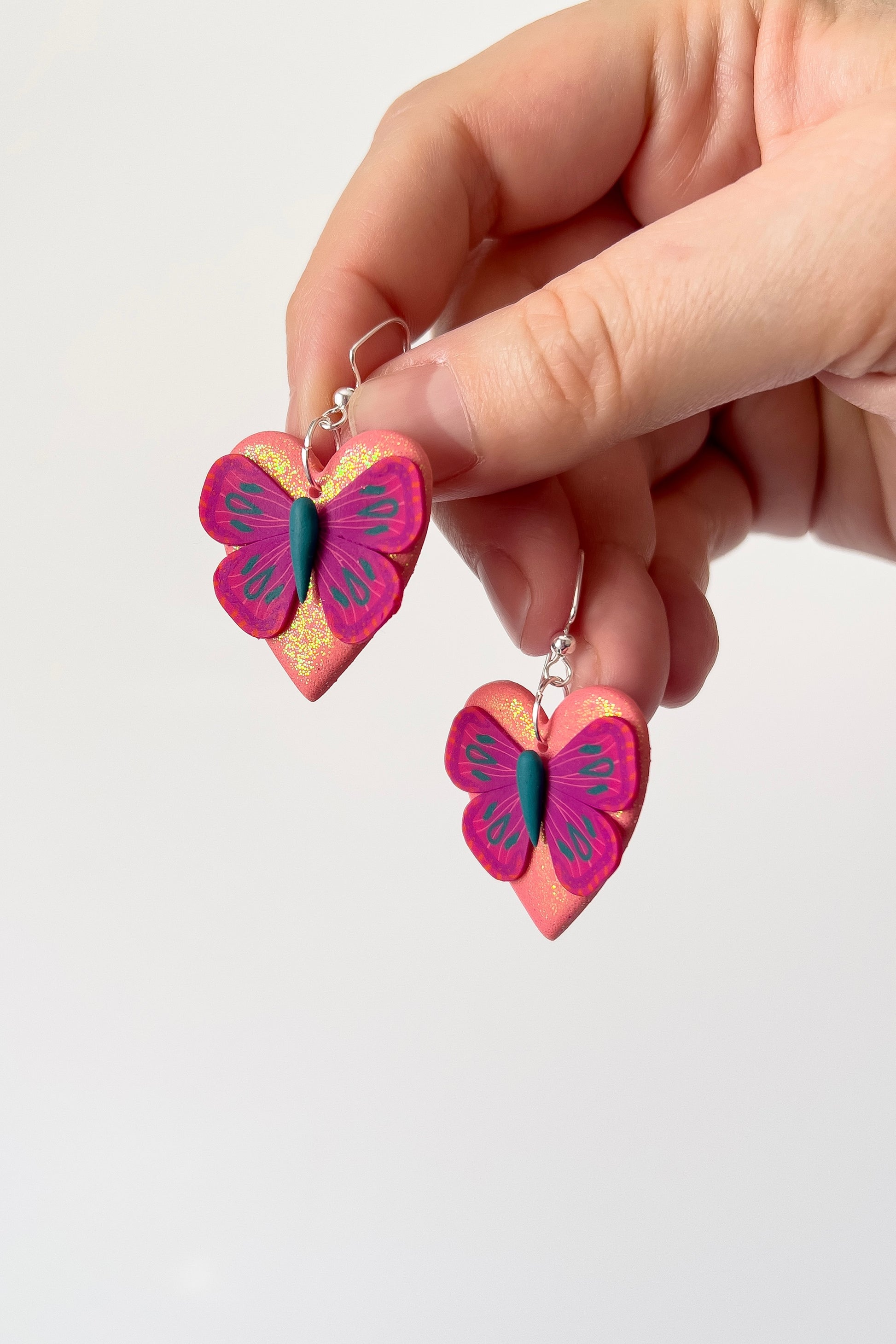 Pink Butterfly Hearts - BlueBassoon Handmade