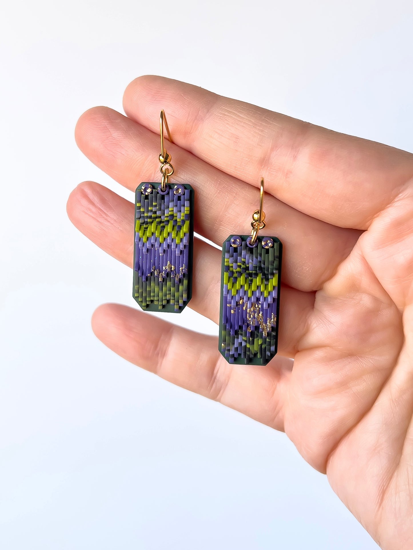 Lavender Meadow - Small Deluxe Chevron Dangles #2 - BlueBassoon Handmade