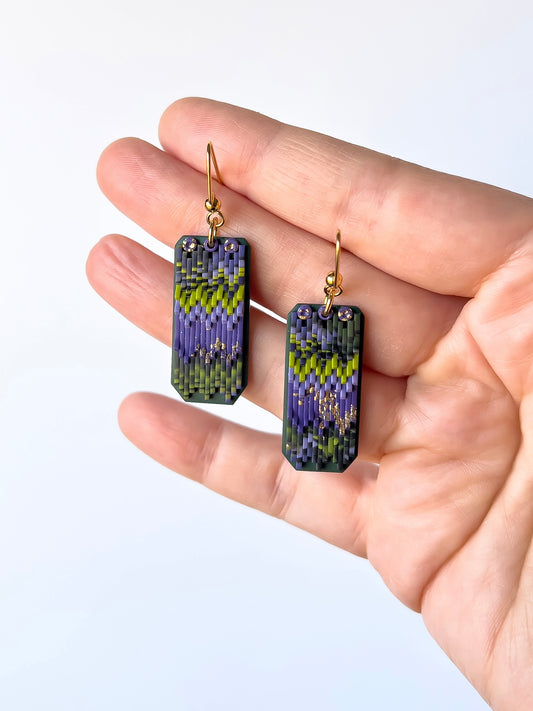 Lavender Meadow - Small Deluxe Chevron Dangles #2 - BlueBassoon Handmade