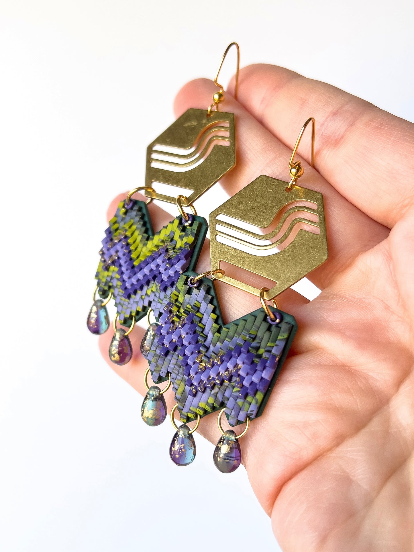 Lavender Meadow - Deluxe Beaded Rune Dangles - BlueBassoon Handmade