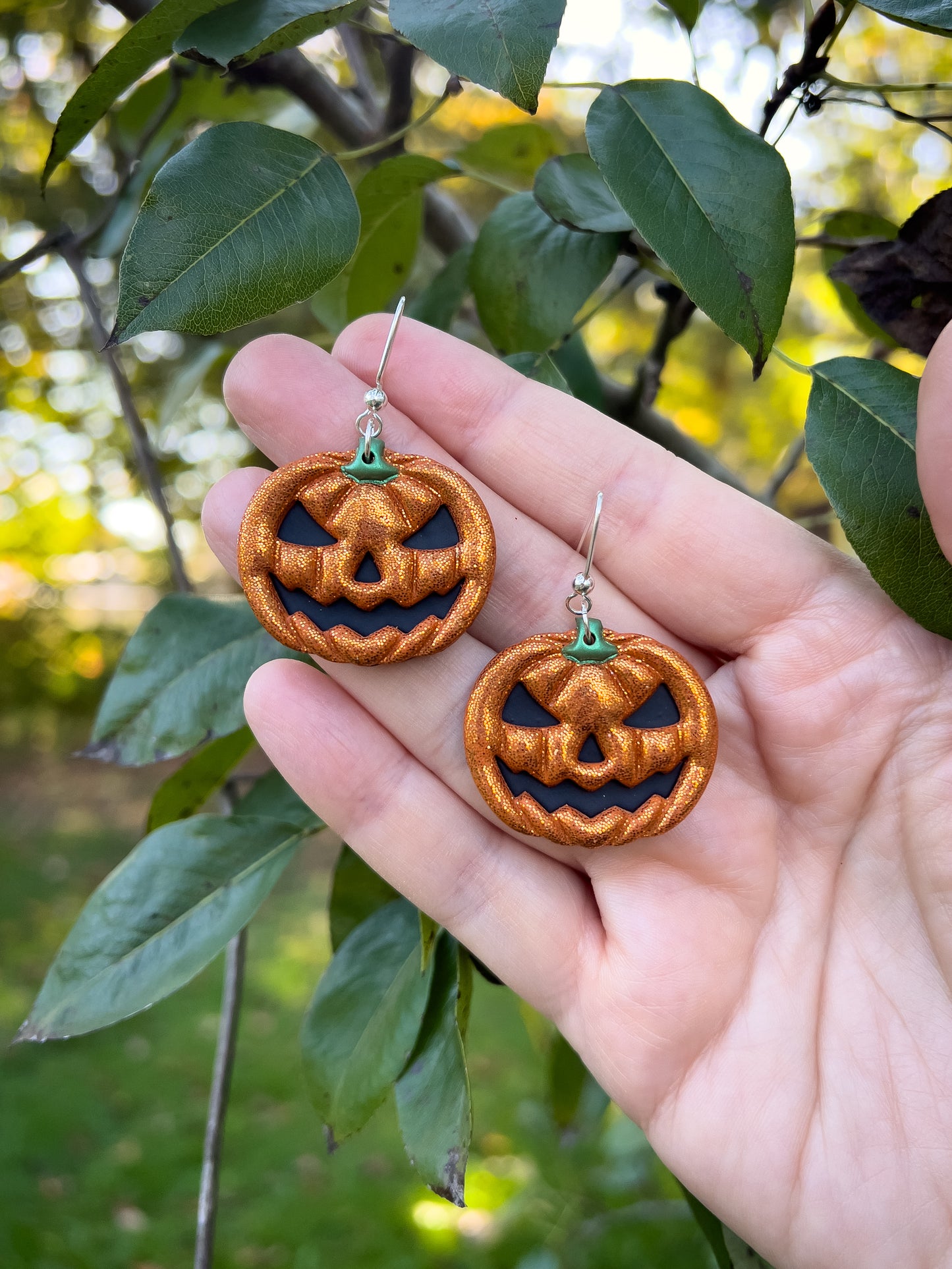 Evil Jack O Lantern Earrings - BlueBassoon Handmade