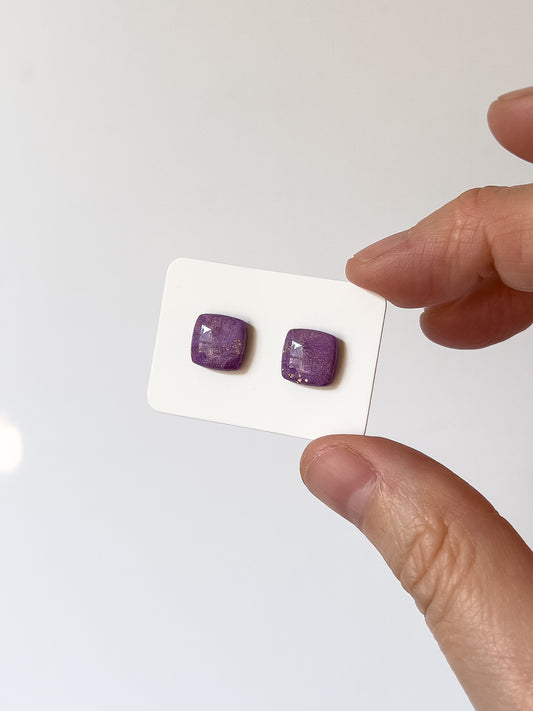 Lavender Mist Square Studs - BlueBassoon Handmade