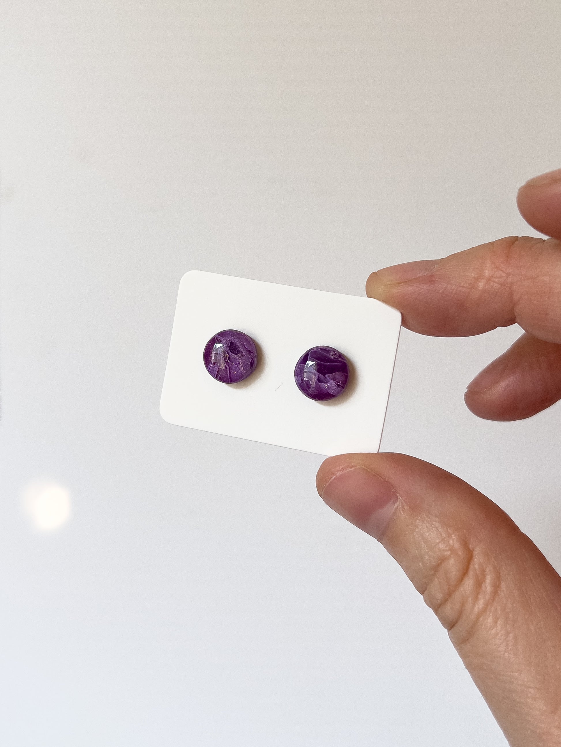 Amethyst Round Studs - BlueBassoon Handmade