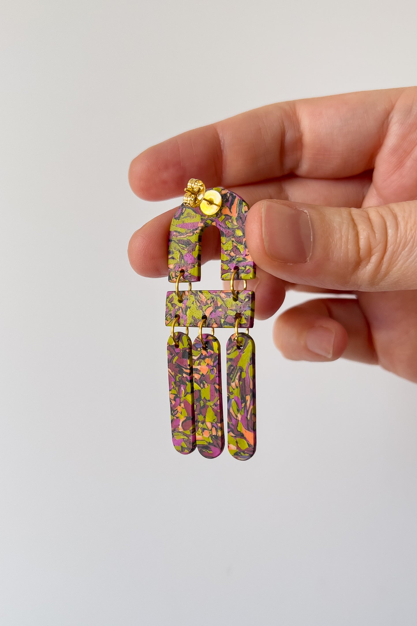 Green Confetti Fringe Dangles - BlueBassoon Handmade