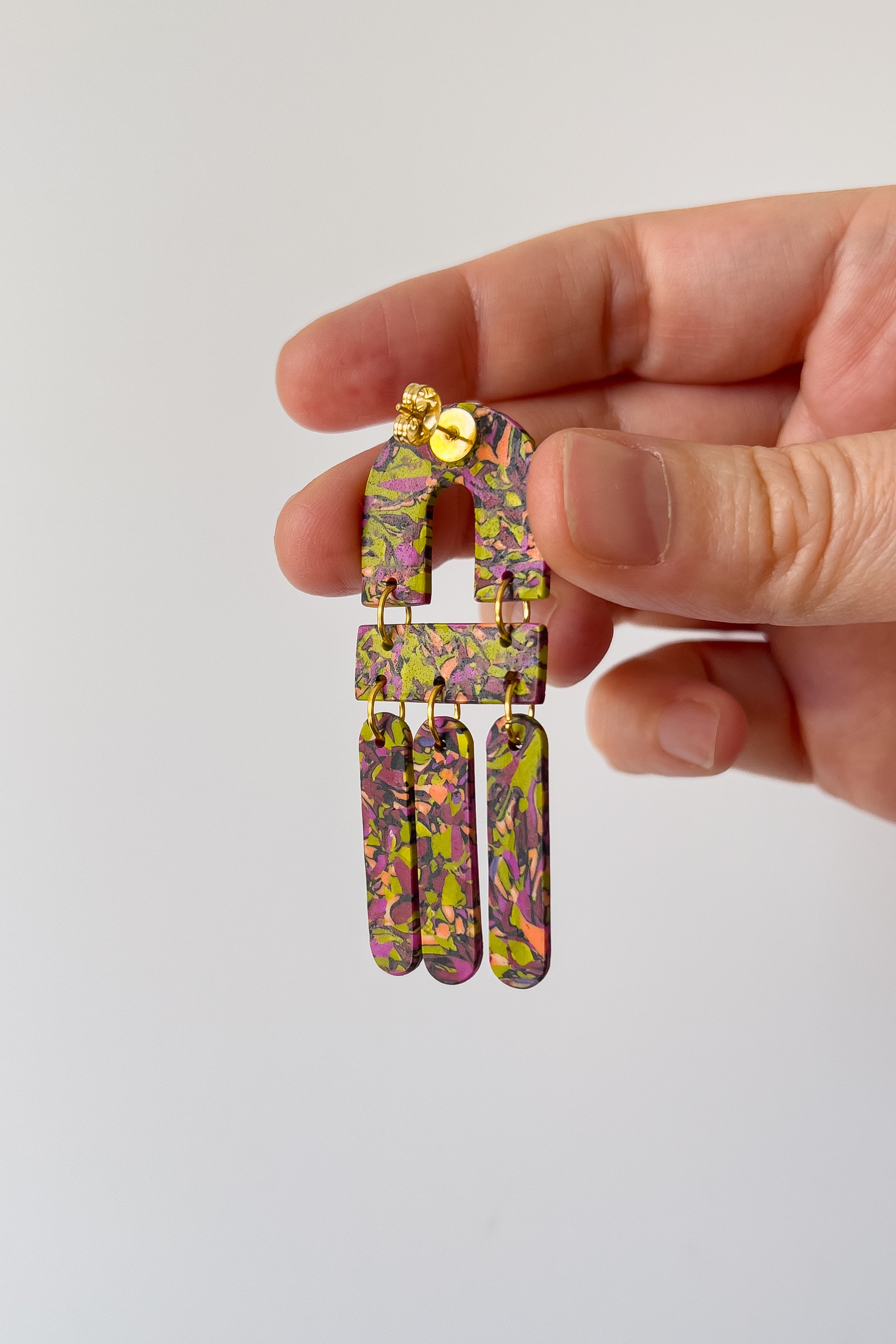 Green Confetti Fringe Dangles - BlueBassoon Handmade