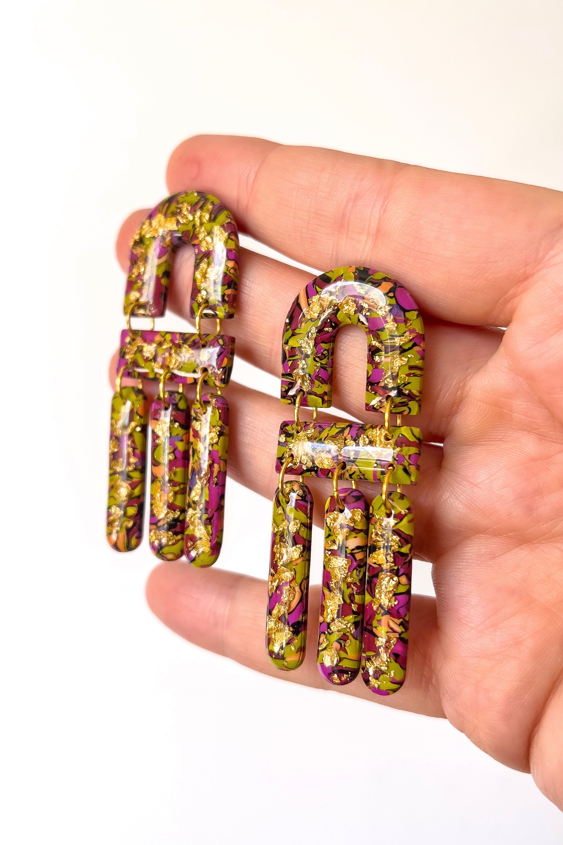 Green Confetti Fringe Dangles - BlueBassoon Handmade
