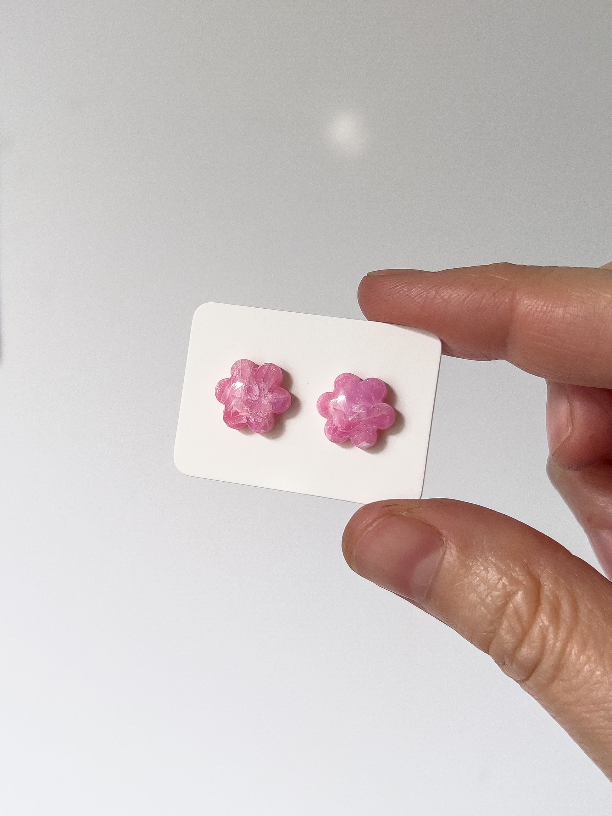 Rose Quartz Flower Studs - BlueBassoon Handmade