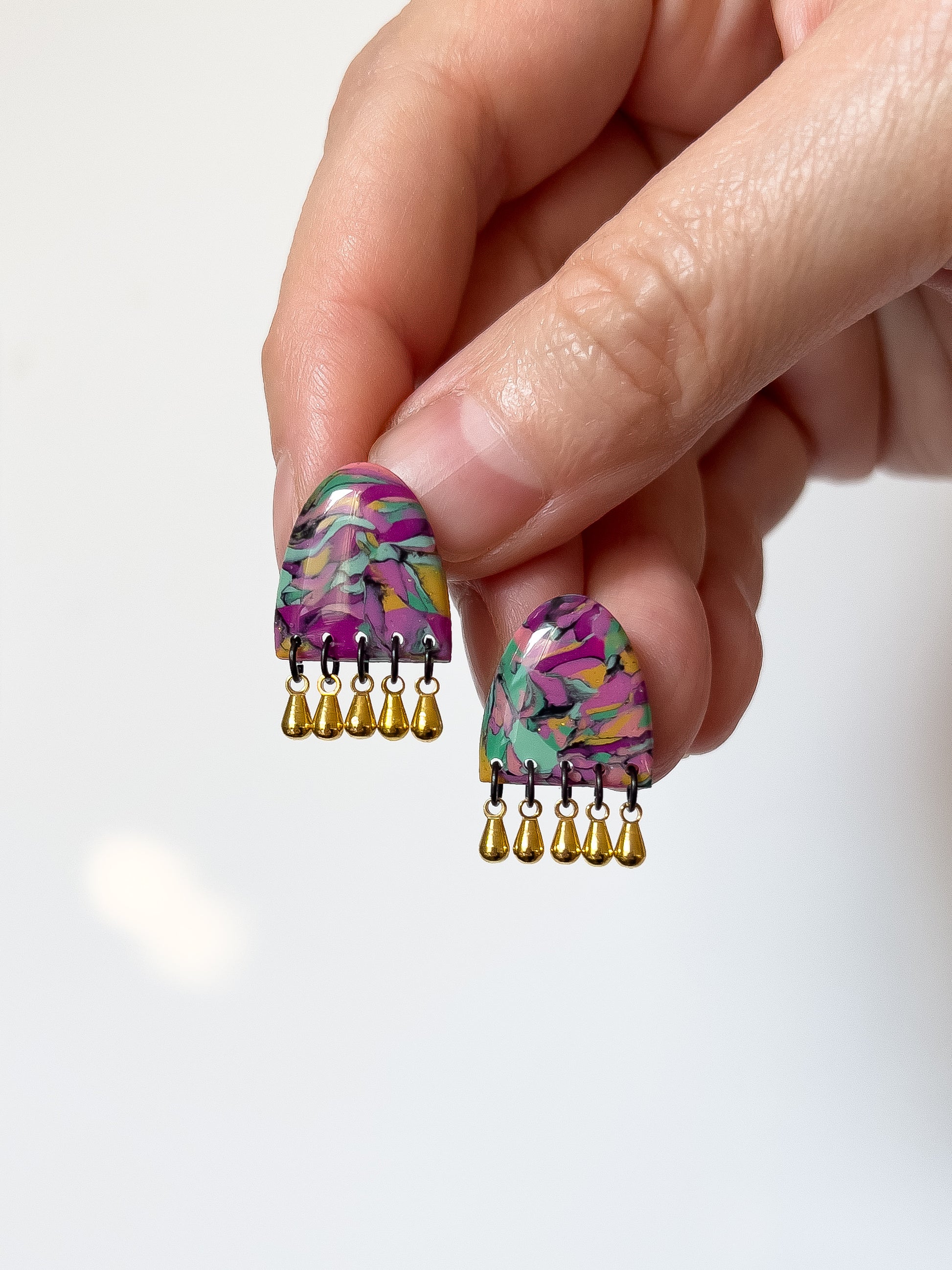 Fruit Salad Fringe Studs (Gold) - BlueBassoon Handmade