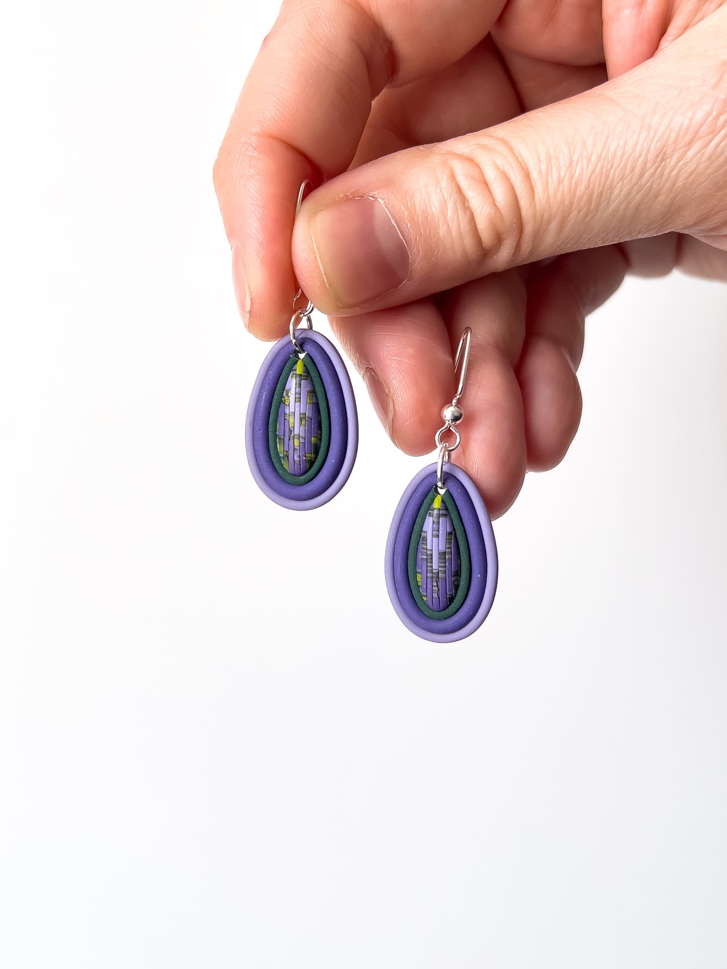 Purple Crocus - Mini Cameo Dangles - BlueBassoon Handmade