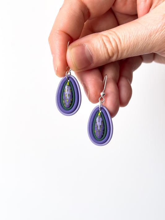 Purple Crocus - Mini Cameo Dangles - BlueBassoon Handmade