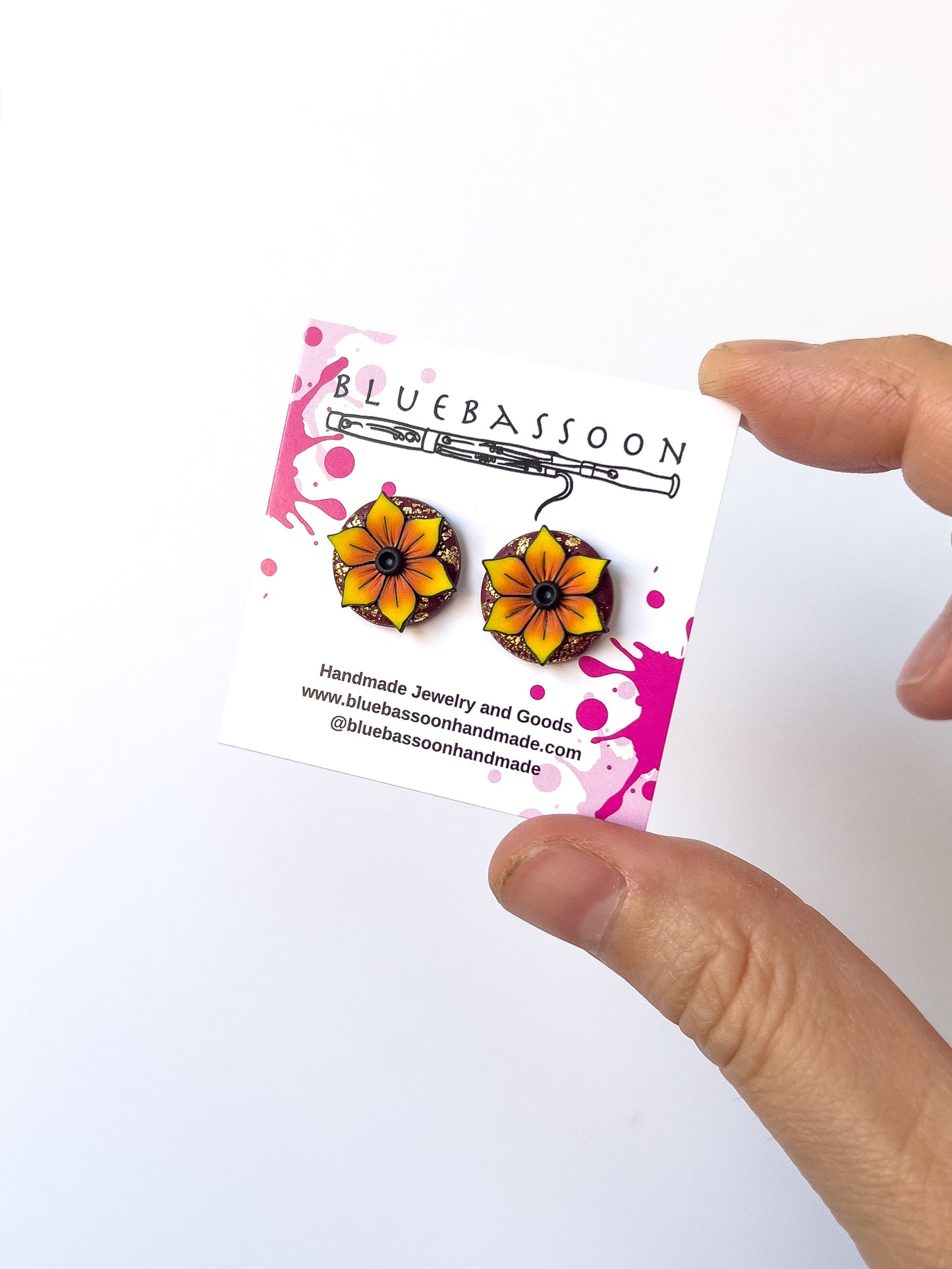 Burgundy Sunflower Studs