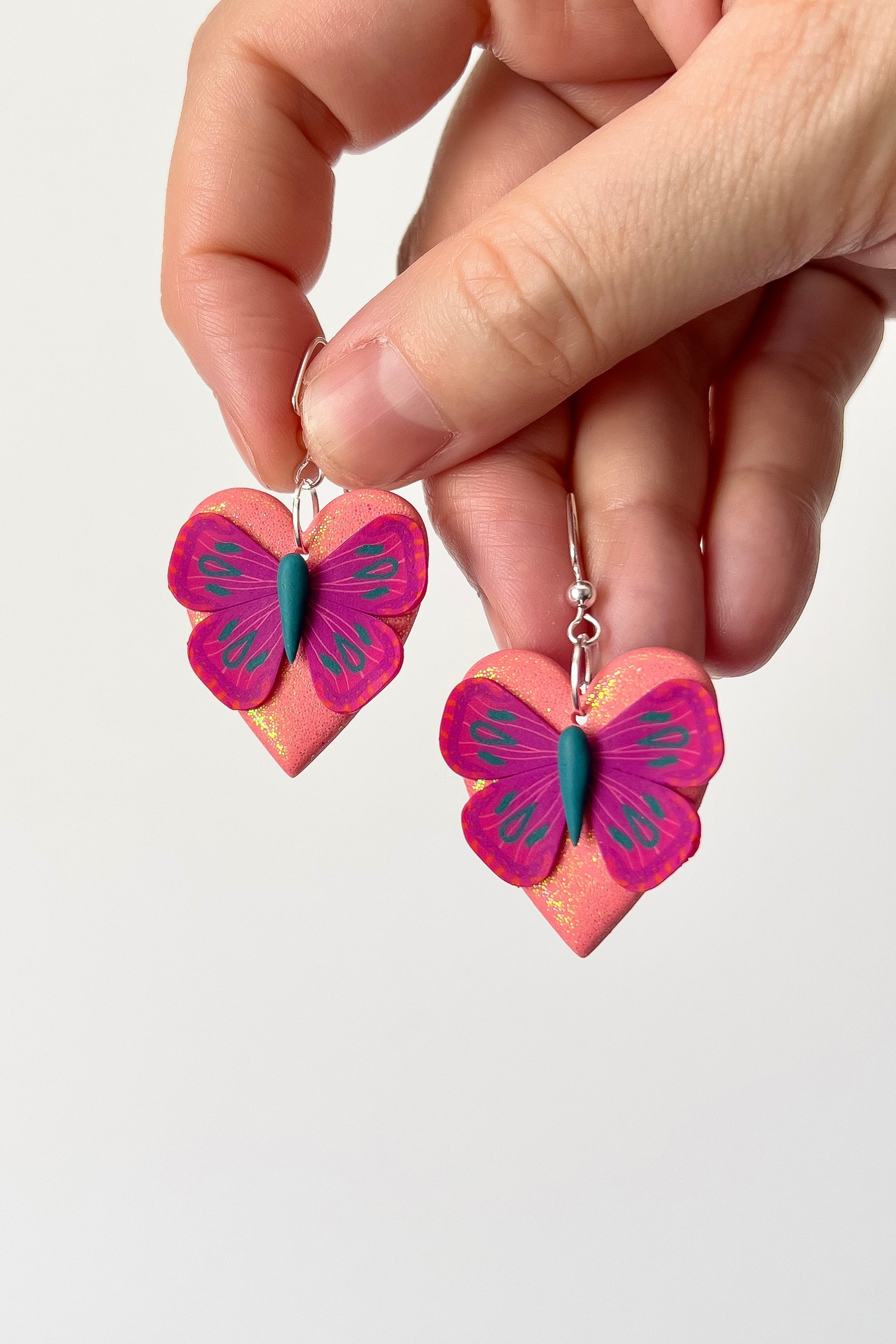 Pink Butterfly Hearts - BlueBassoon Handmade