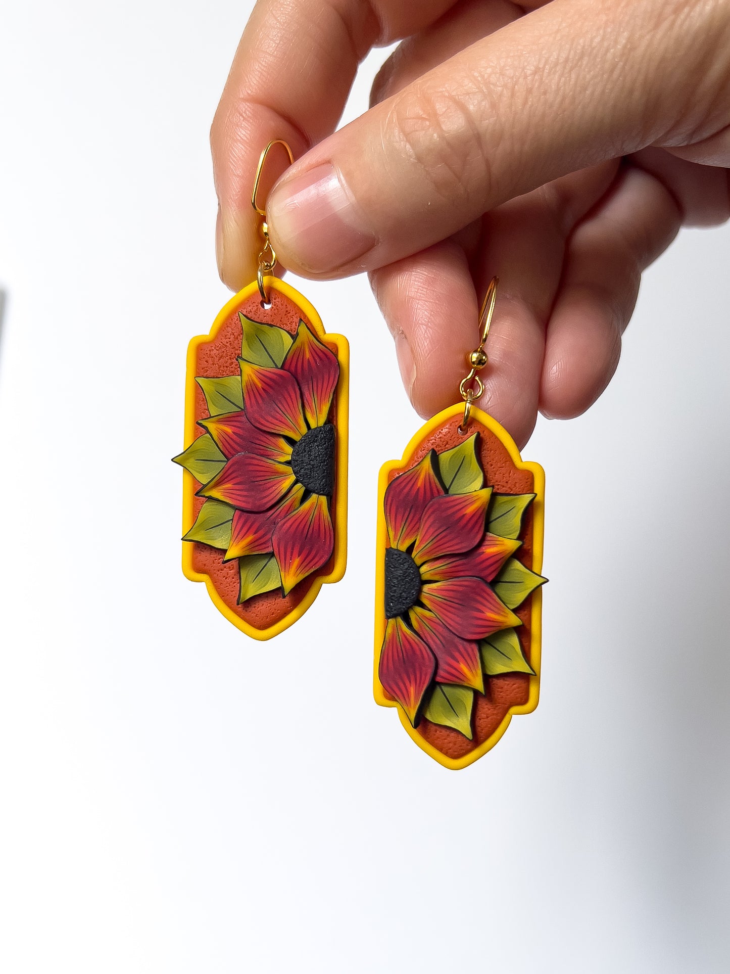 Large Sunflower Freya Dangles - BlueBassoon Handmade