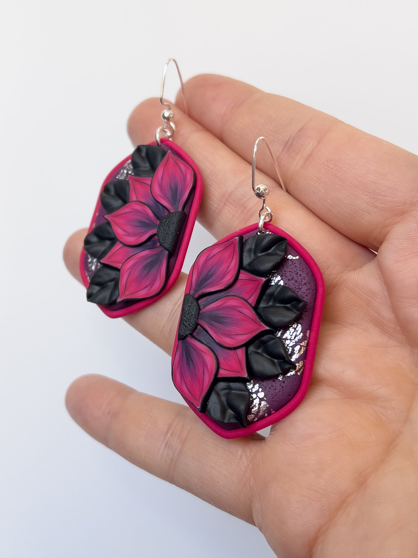 Chocolate Cherry Sunflower Cameos - BlueBassoon Handmade