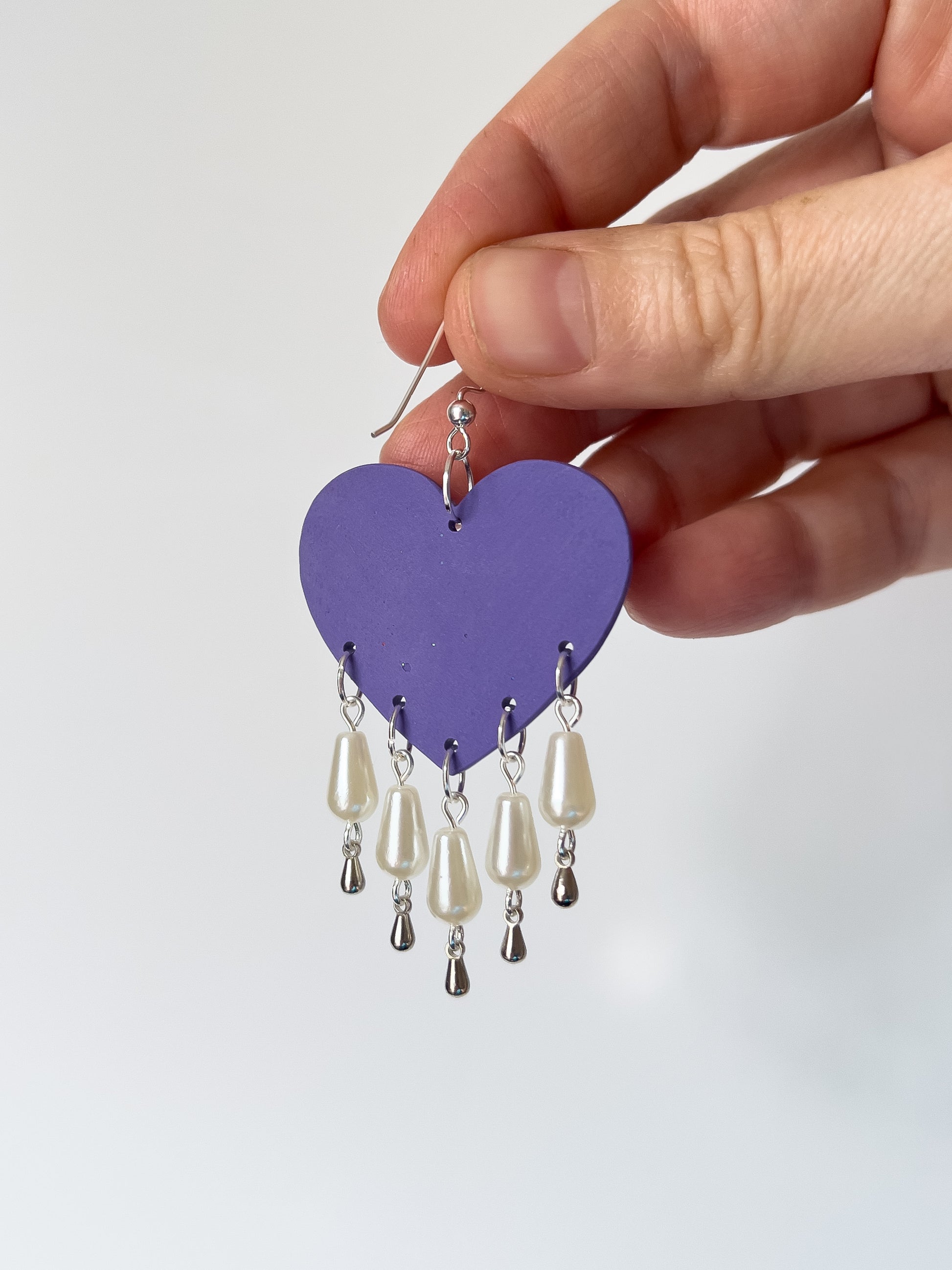 Pink and Purple Luxe Heart Dangles - BlueBassoon Handmade