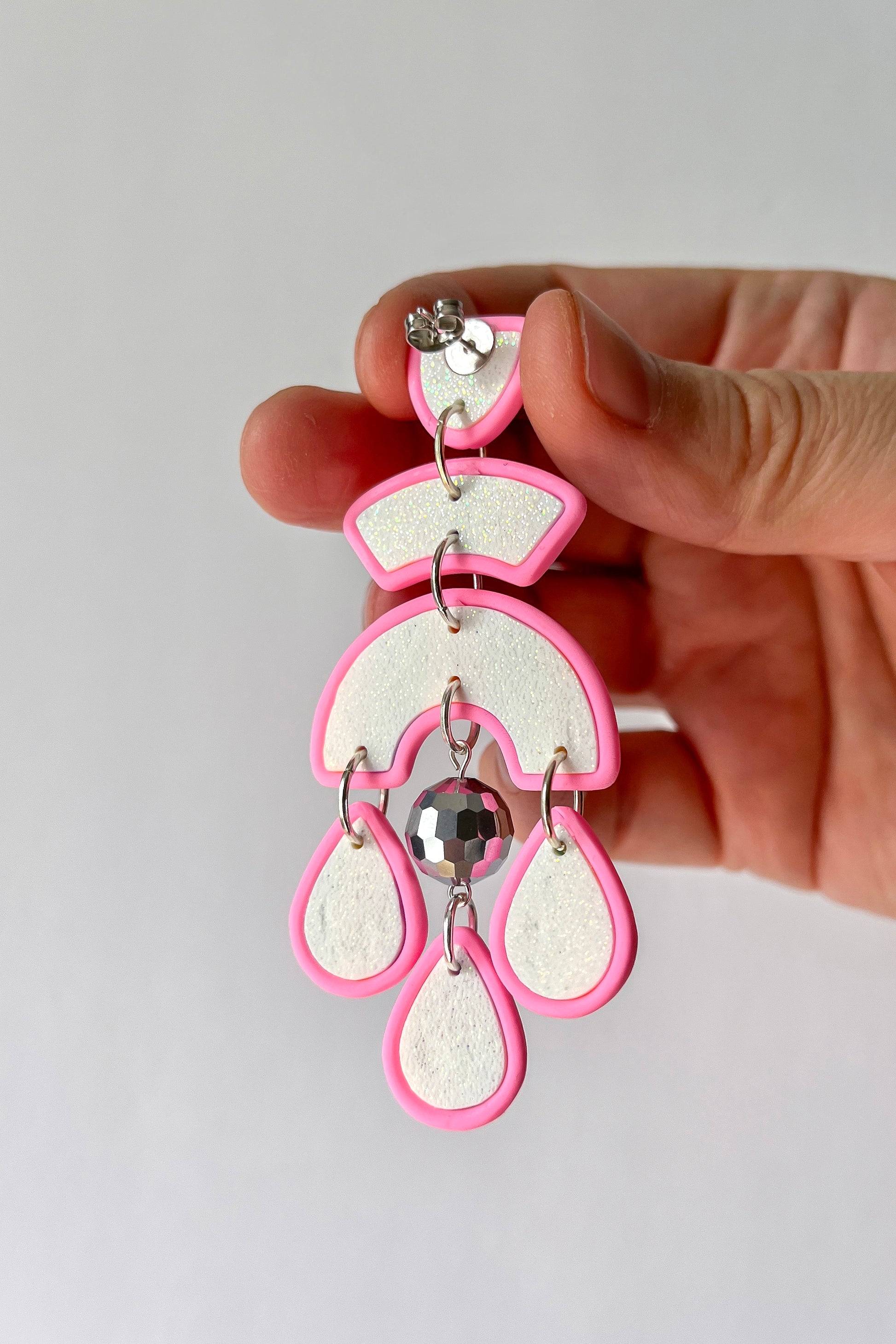 Pastel Rainbow Disco Ball Earrings - BlueBassoon Handmade