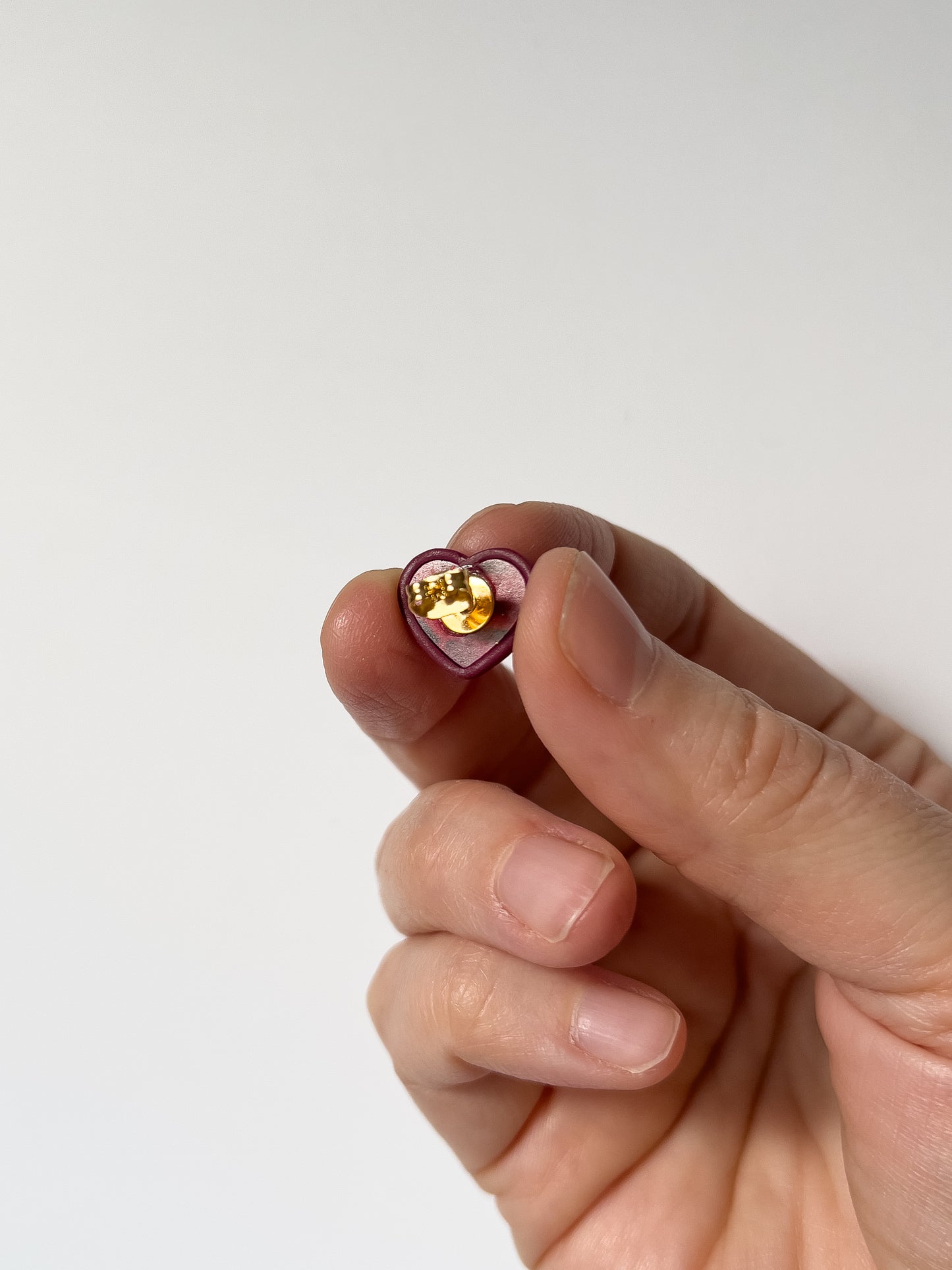 Red Bargello Heart Studs