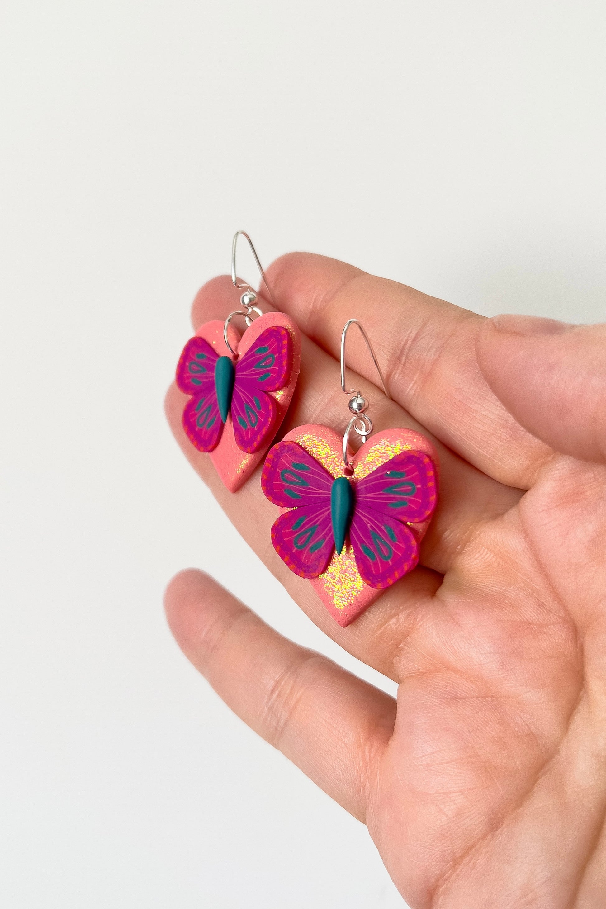 Pink Butterfly Hearts - BlueBassoon Handmade