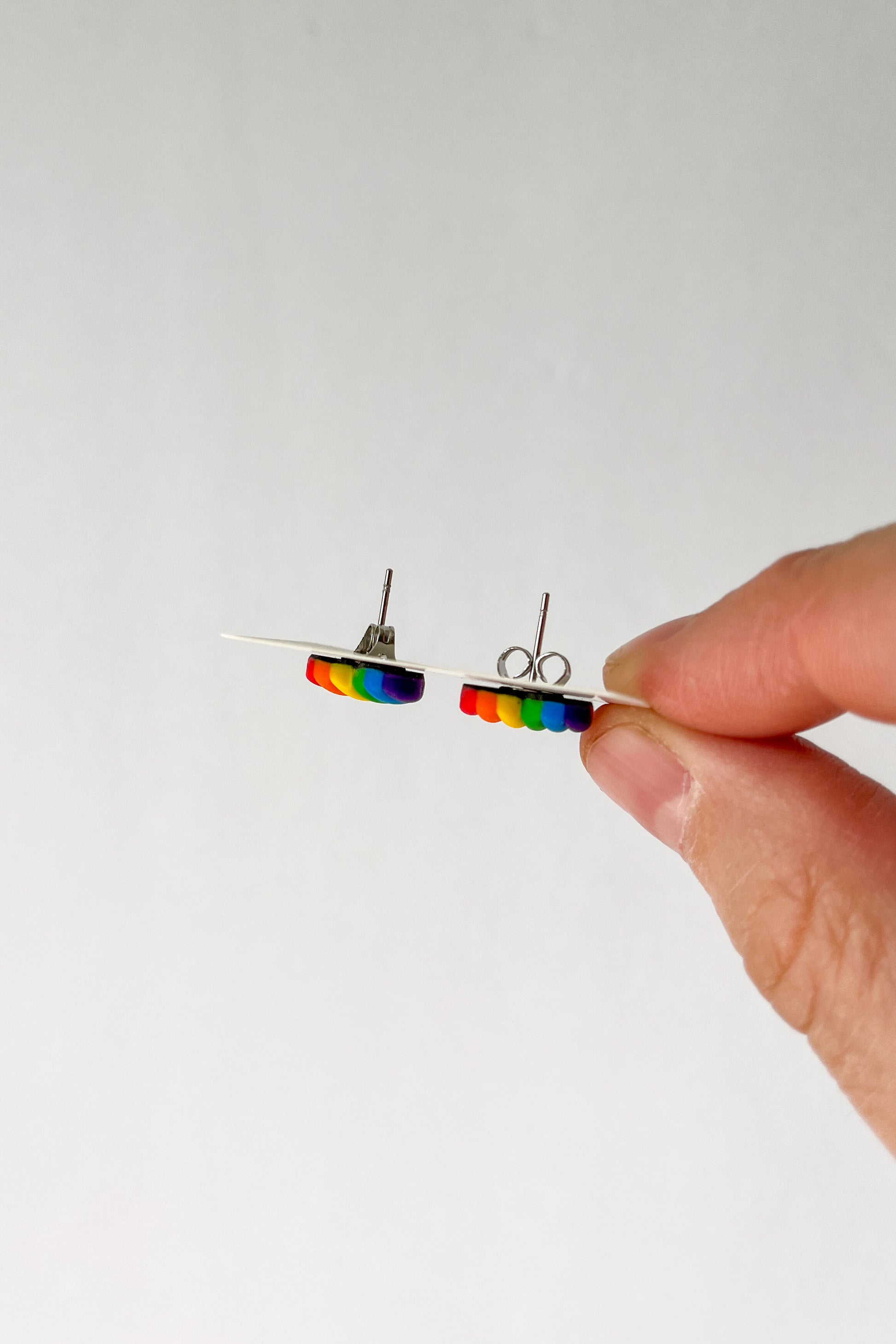 Bright Rainbow Heart Studs - BlueBassoon Handmade