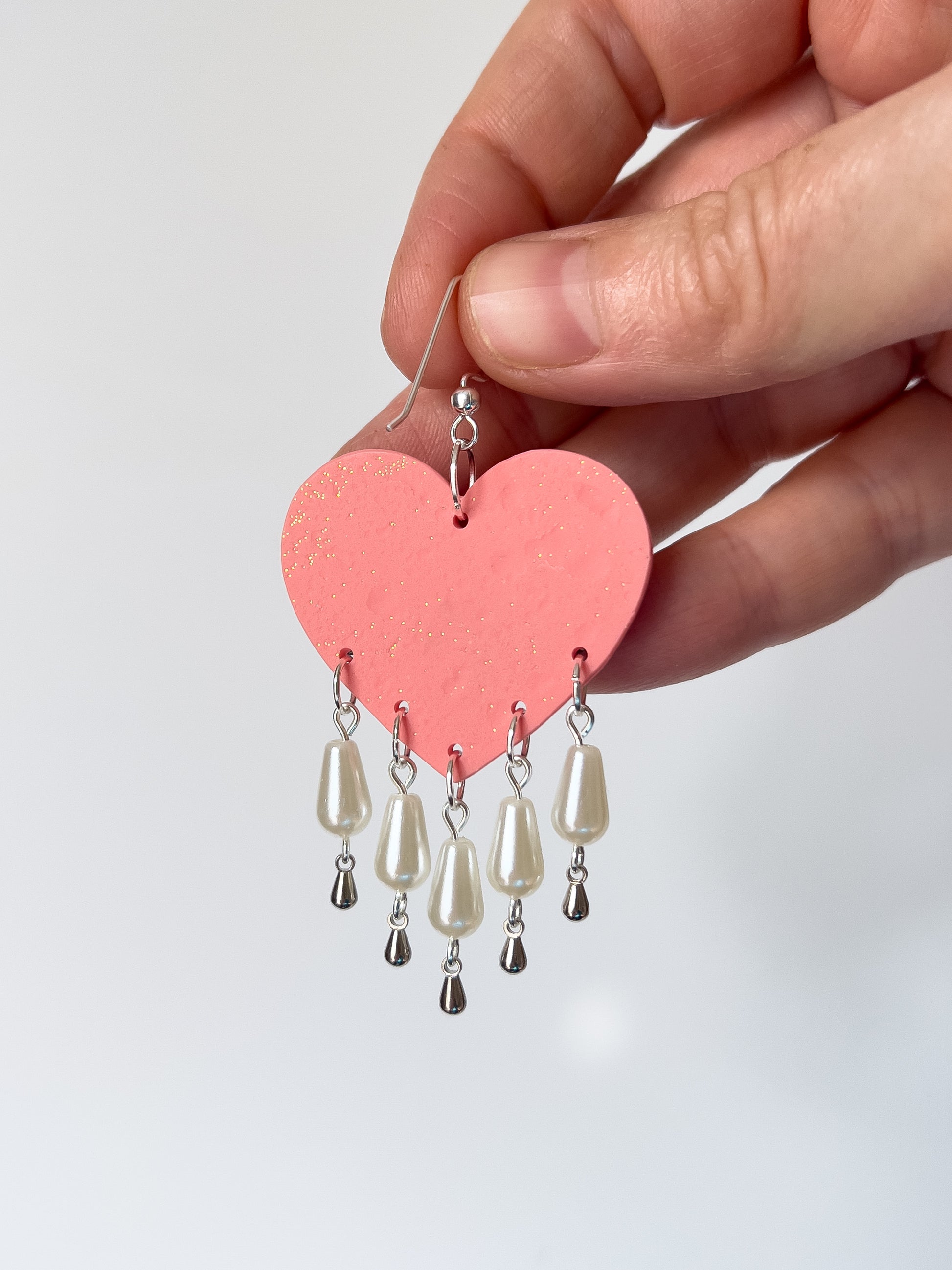 Teal and Pink Luxe Heart Dangles - BlueBassoon Handmade