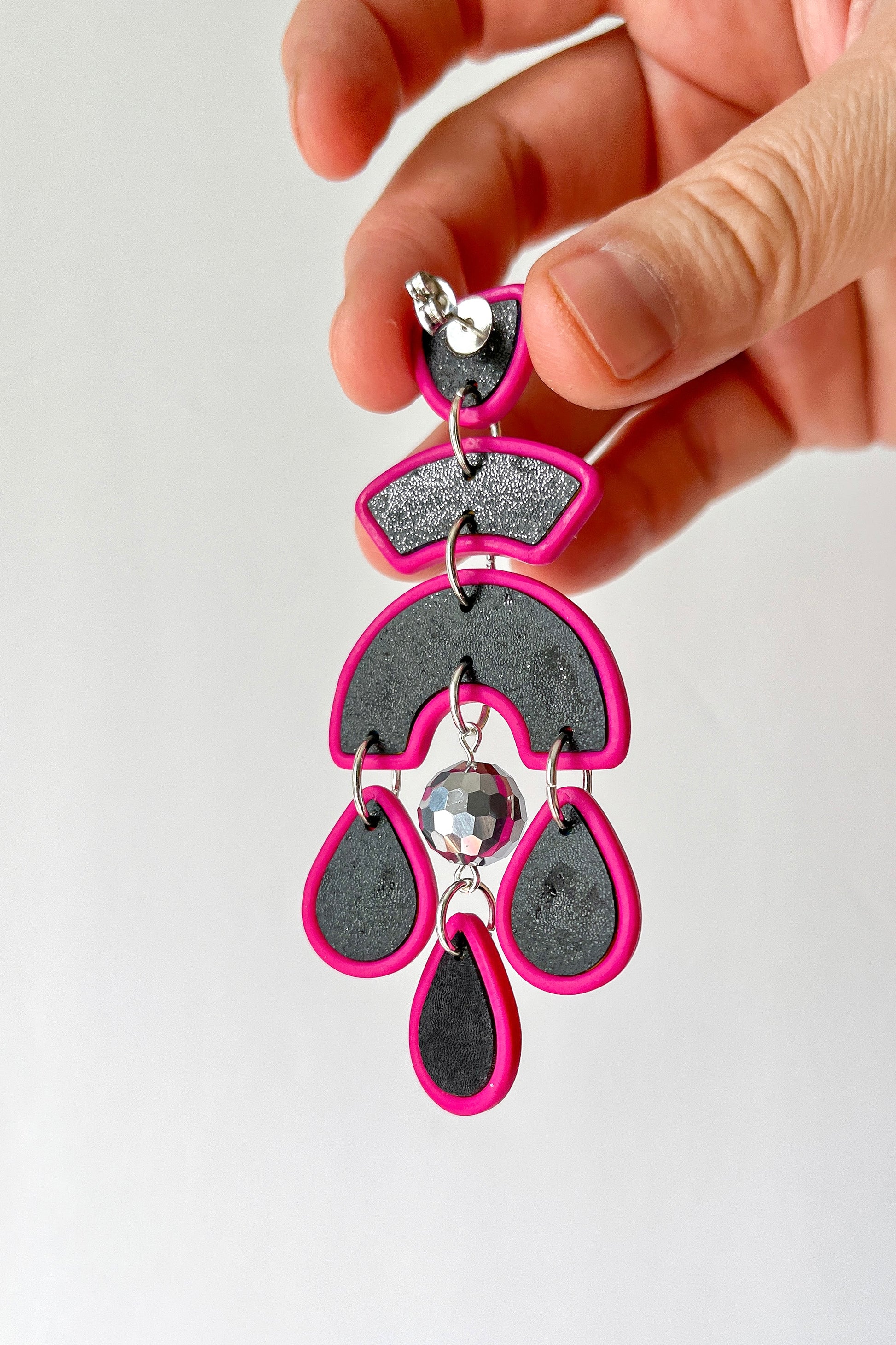 Bright Rainbow Disco Ball Earrings - BlueBassoon Handmade