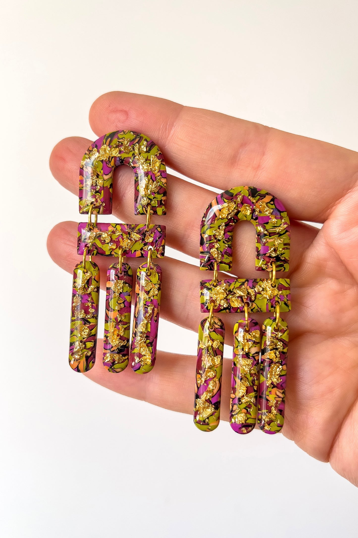 Green Confetti Fringe Dangles - BlueBassoon Handmade