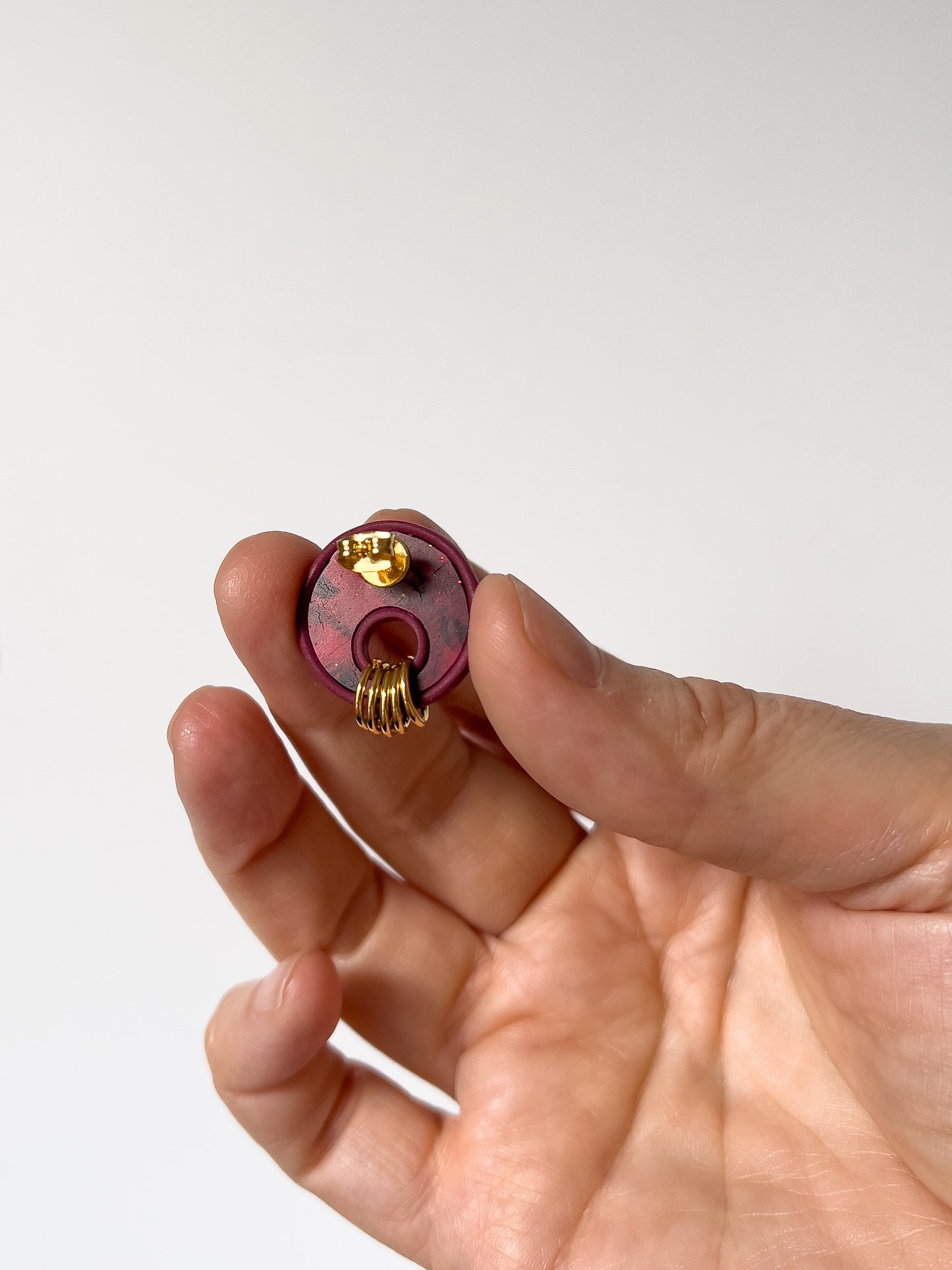 Red Bargello Leela Studs