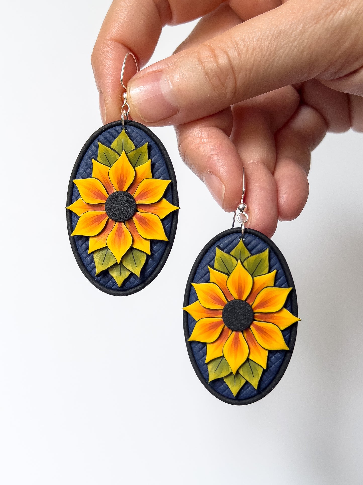 Sunflower Cameo Dangles - BlueBassoon Handmade