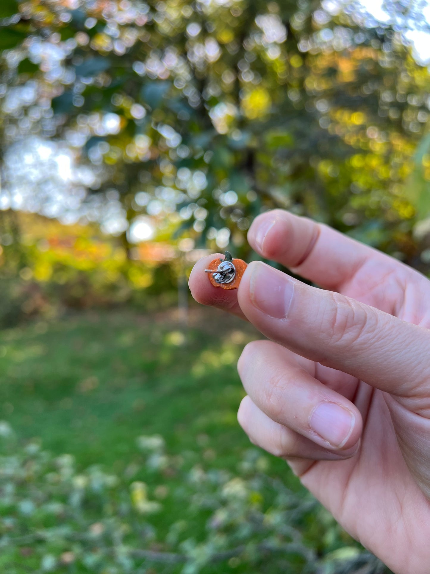 Glitter Pumpkin Studs - BlueBassoon Handmade