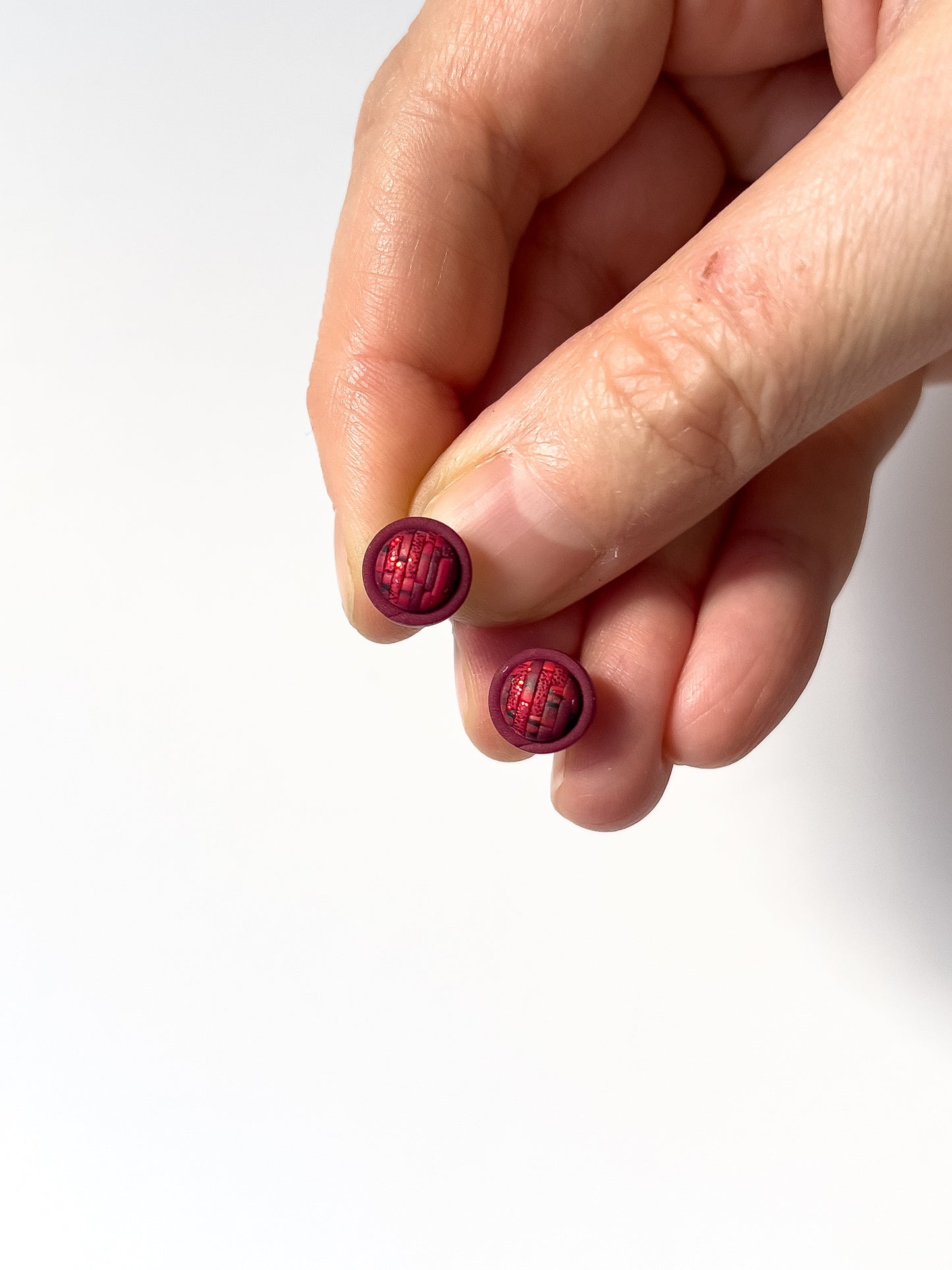 Red Bargello Mini Studs
