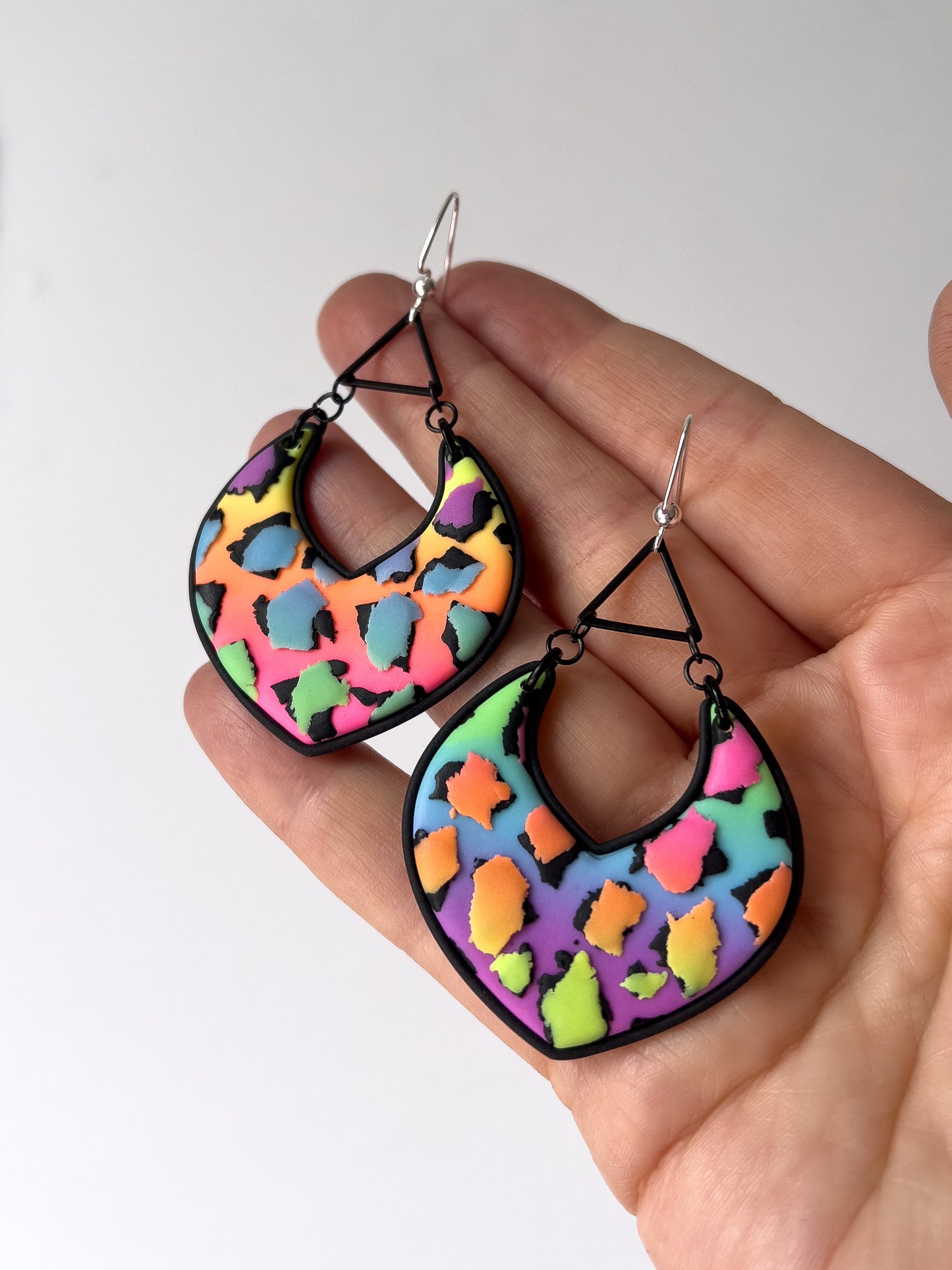 Neon Rainbow Flame Dangles