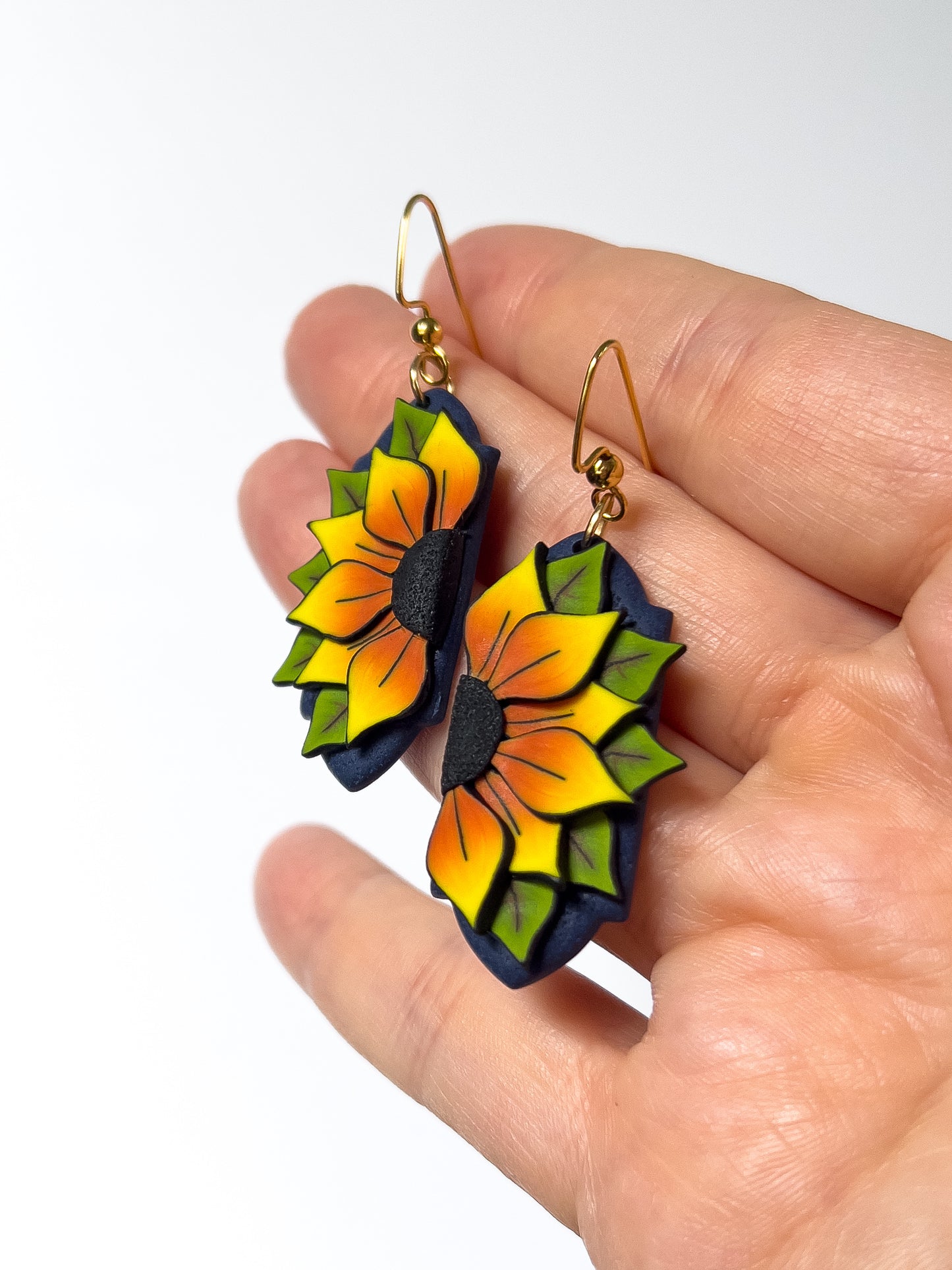 Small Sunflower Freya Dangles - BlueBassoon Handmade