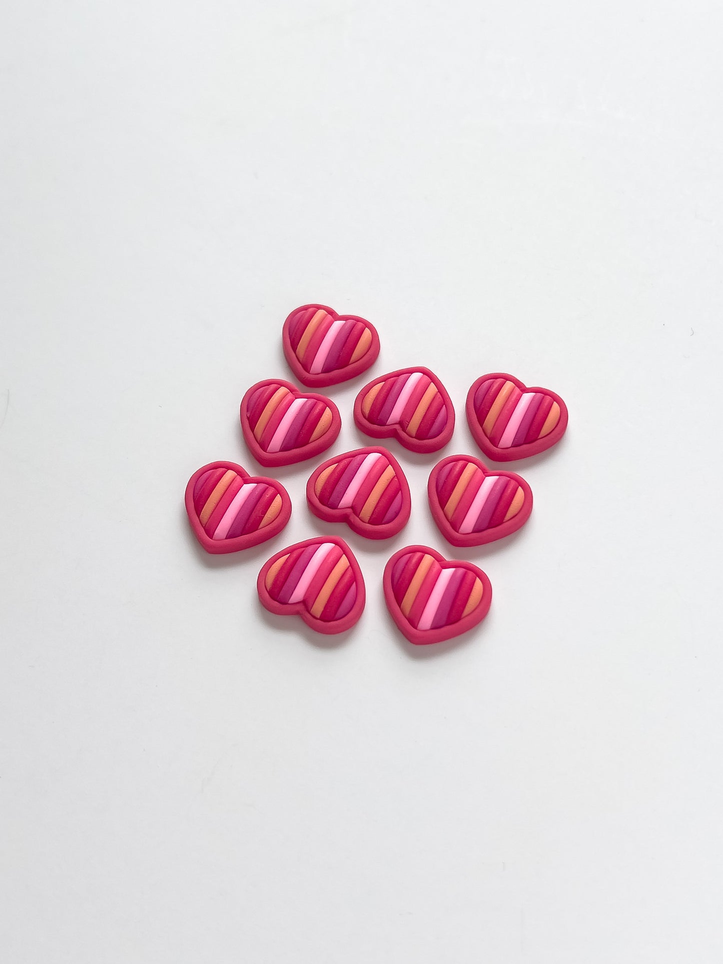 Pink Stripe Heart Studs - BlueBassoon Handmade