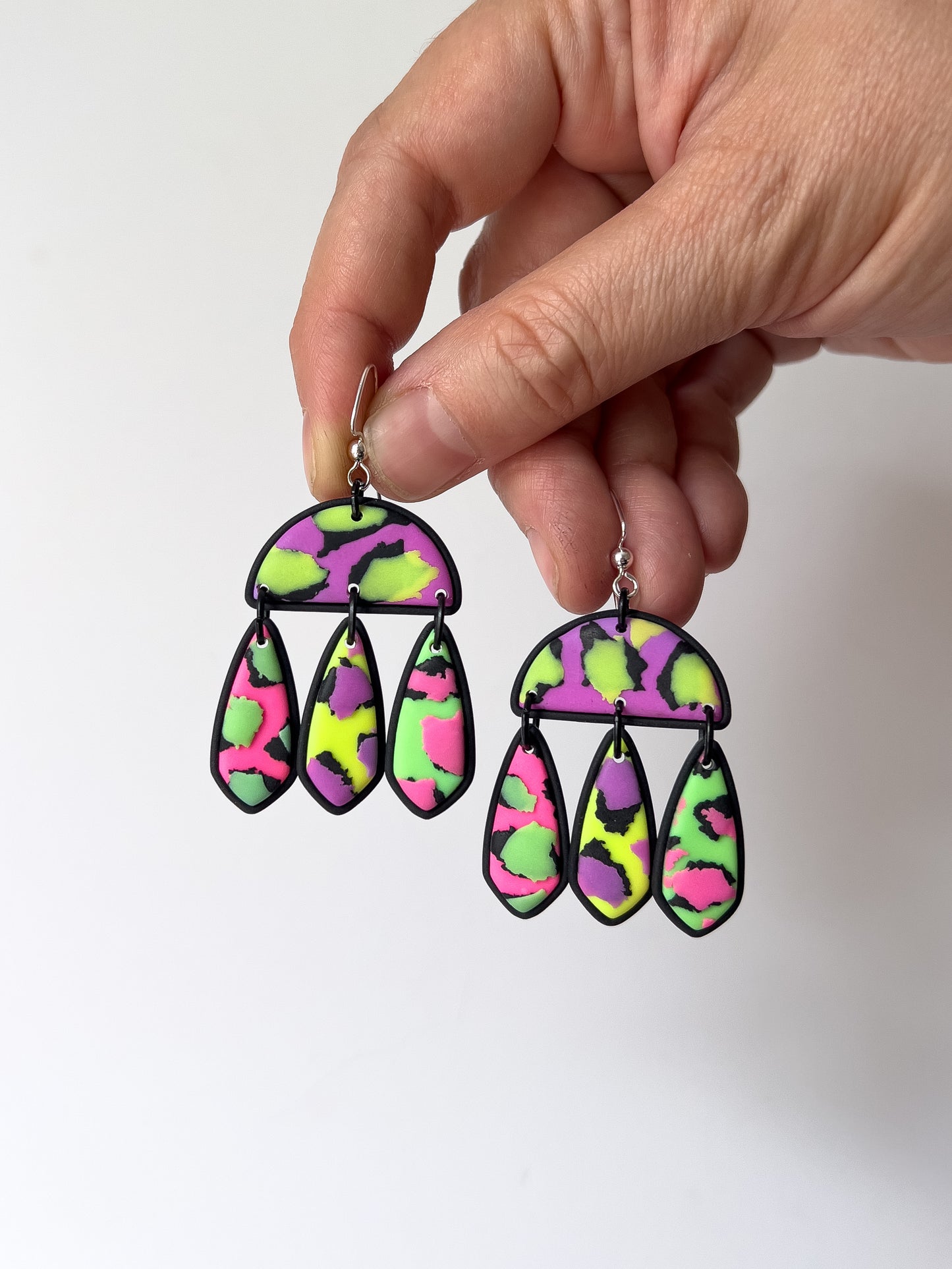 Neon Rainbow Aretha Dangles
