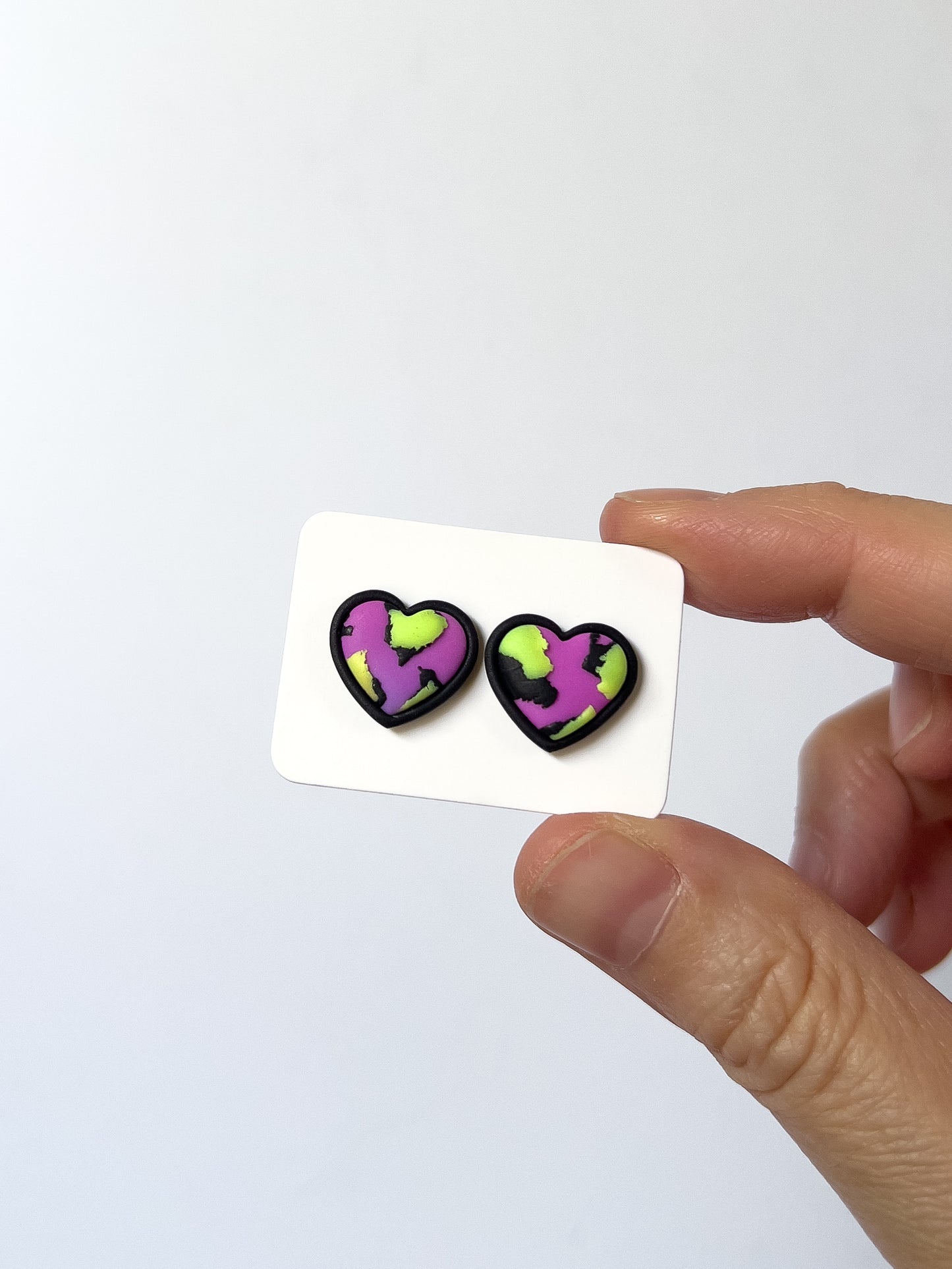 Purple/Yellow Neon Heart Studs