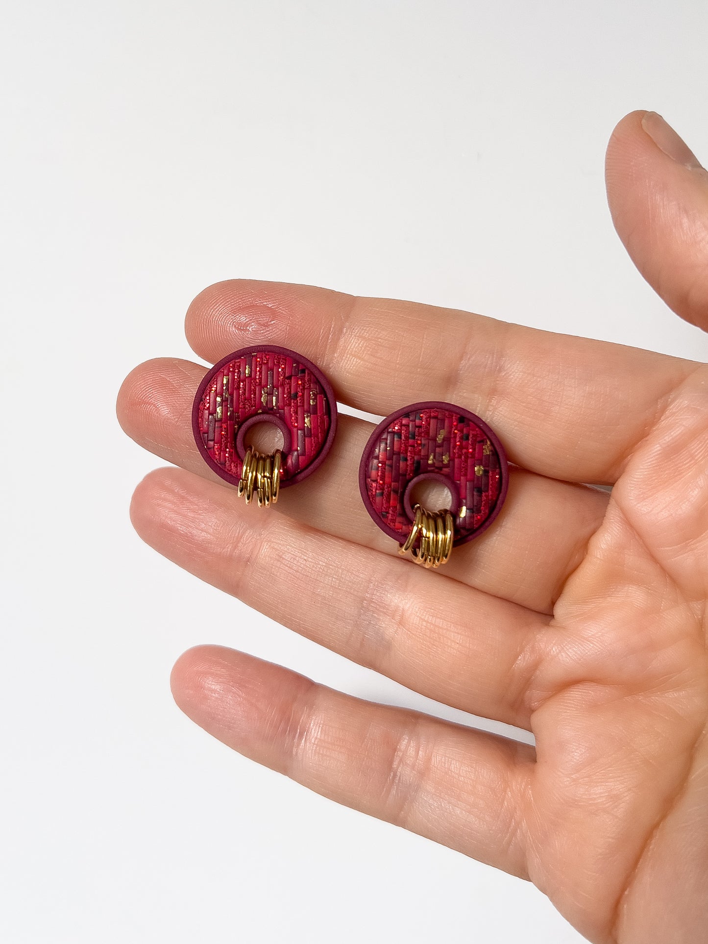 Red Bargello Leela Studs
