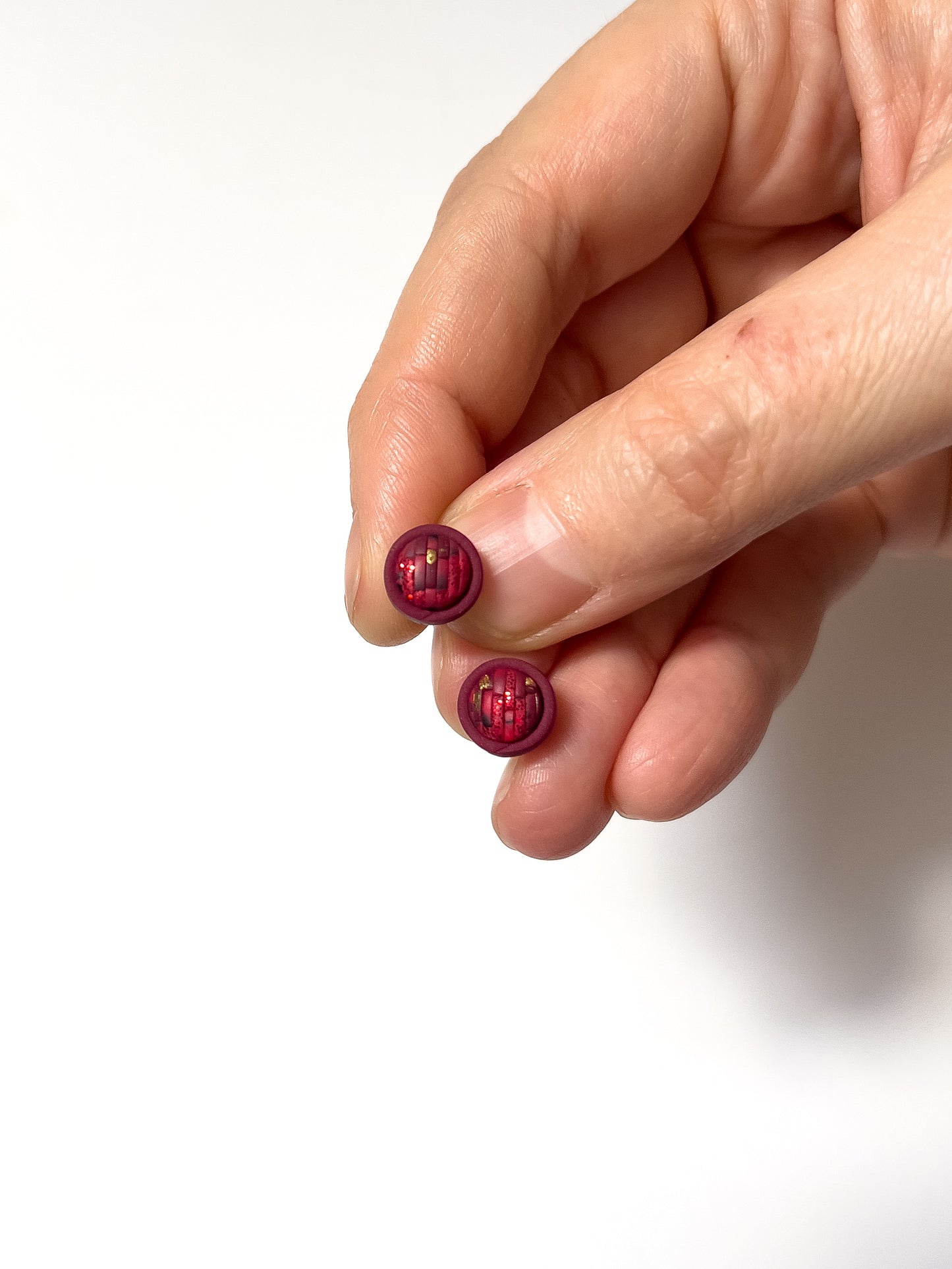 Red Bargello Mini Studs