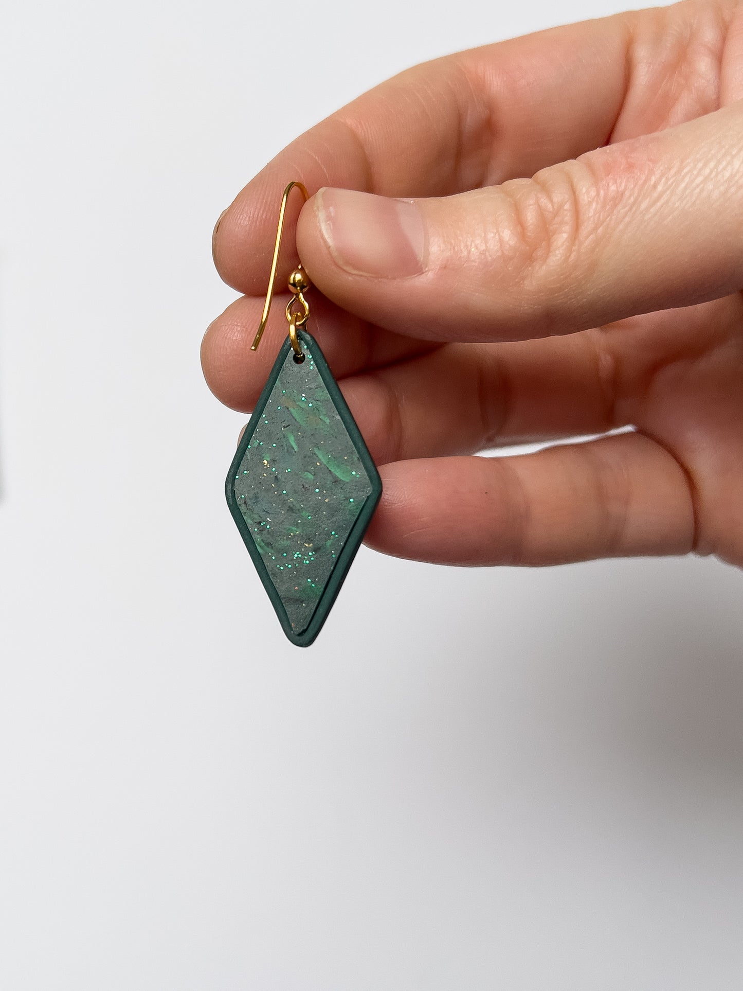 Green Bargello Diamond Dangles