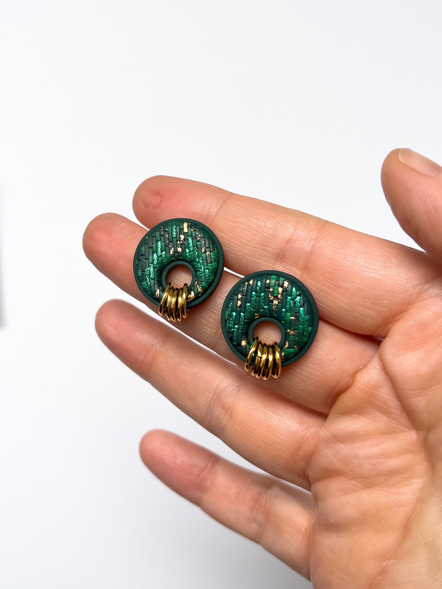 Green Bargello Leela Studs