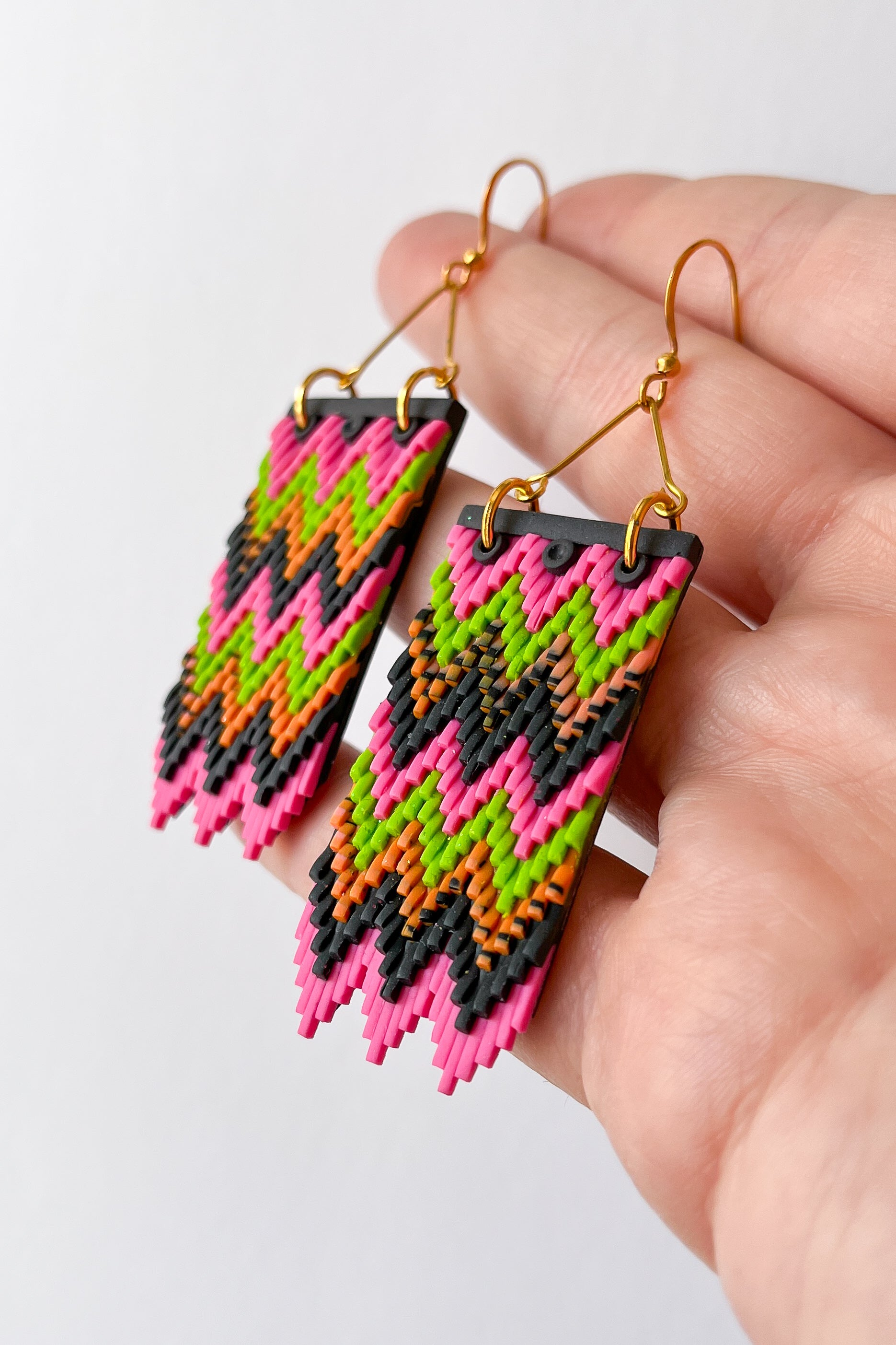 Tiny Tapestries - Pink Gray Orange Green - BlueBassoon Handmade