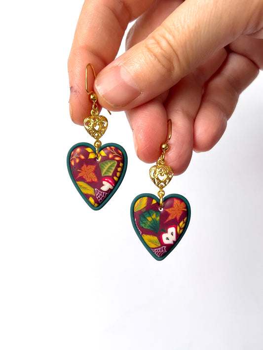 Autumn Forage Heart Dangles
