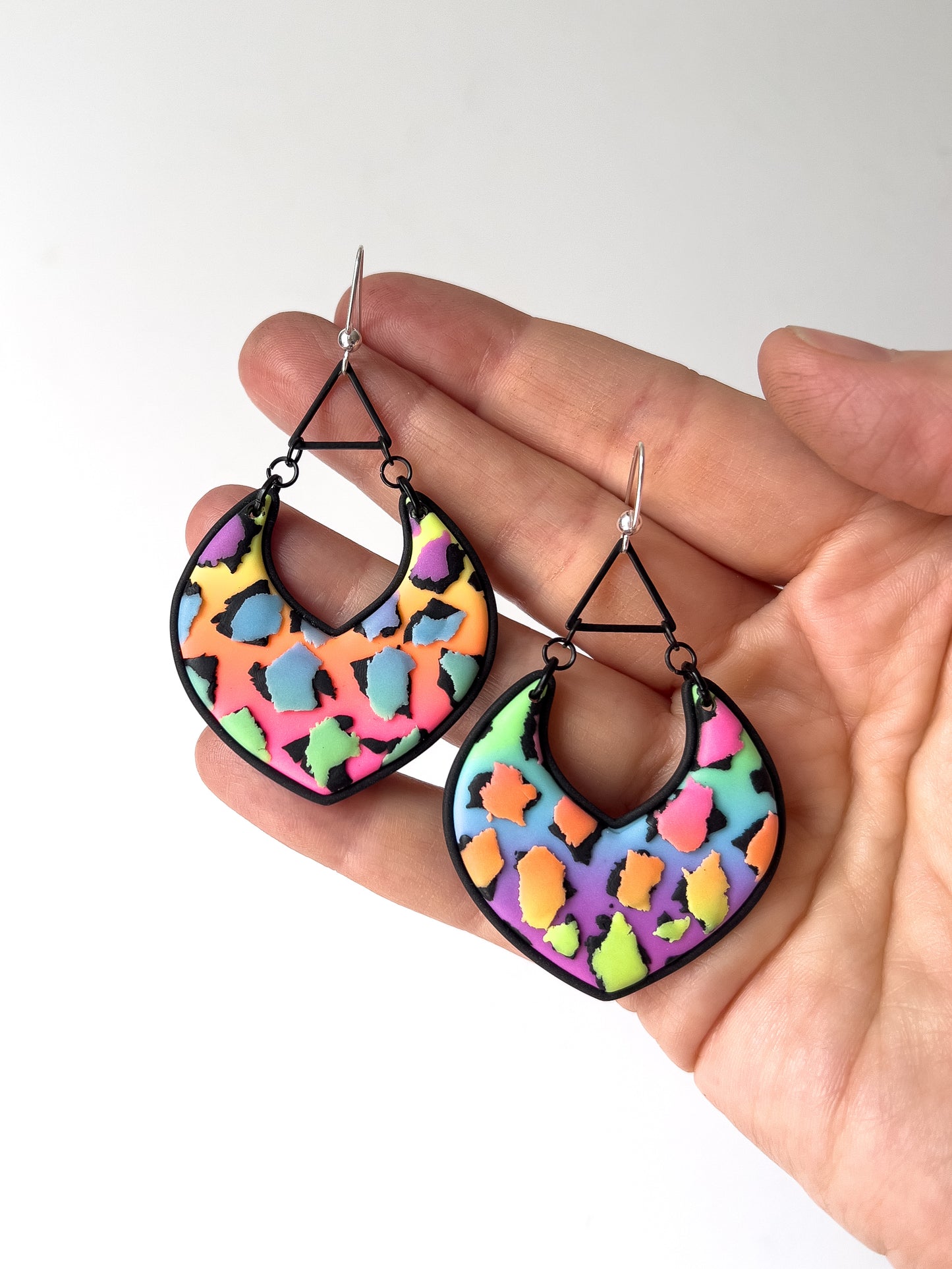 Neon Rainbow Flame Dangles