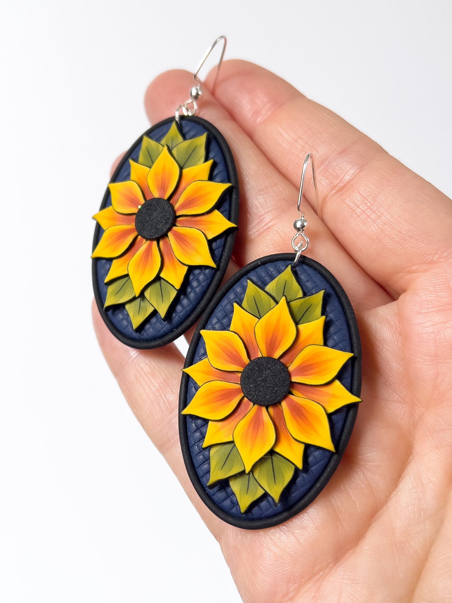 Sunflower Cameo Dangles - BlueBassoon Handmade