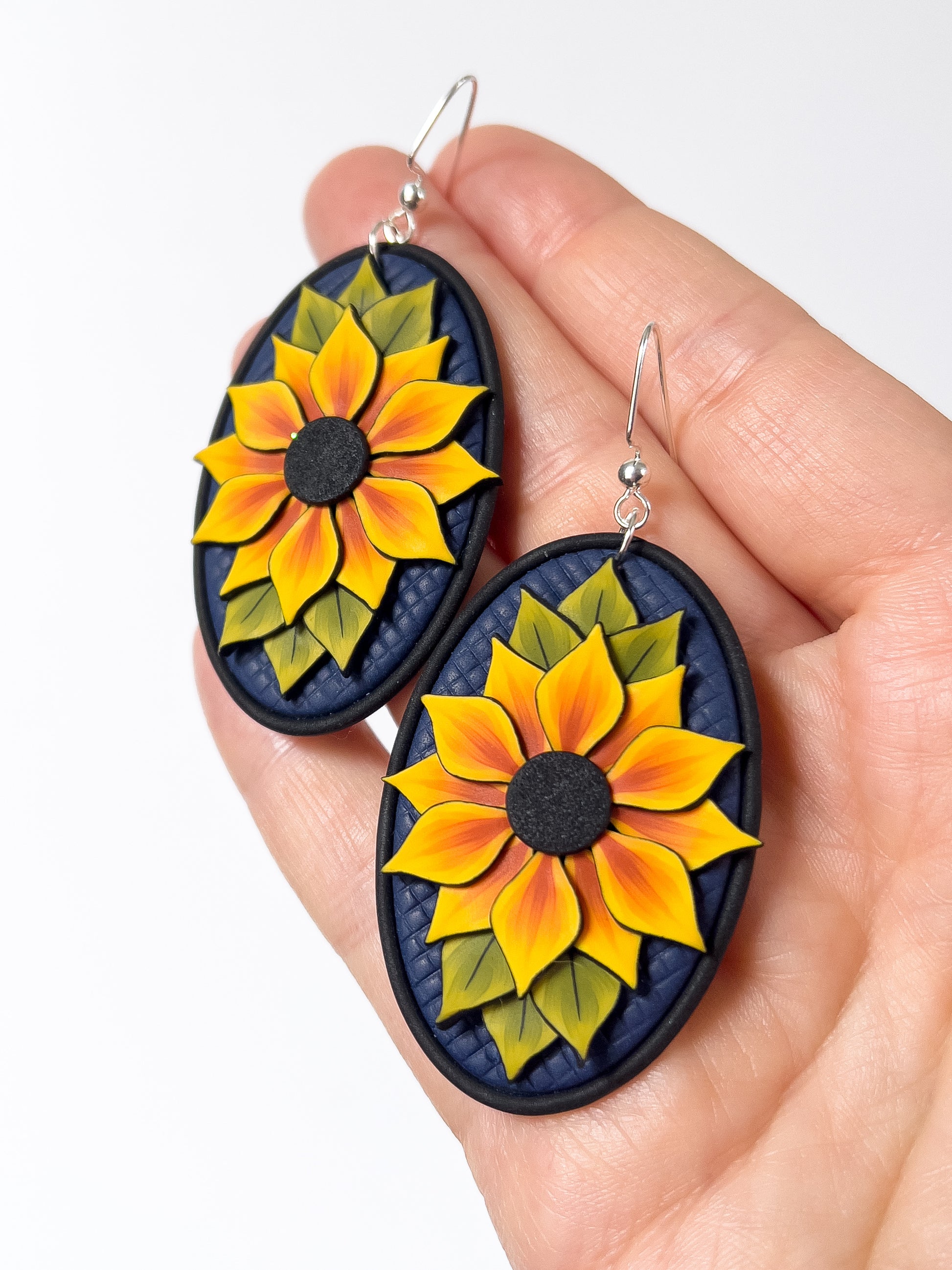 Sunflower Cameo Dangles - BlueBassoon Handmade
