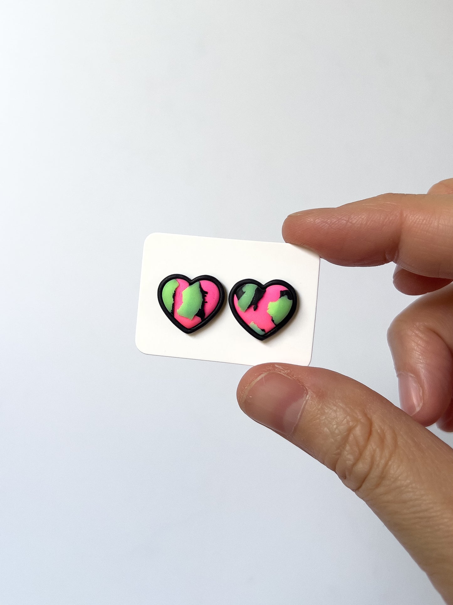 Pink/Green Neon Heart Studs