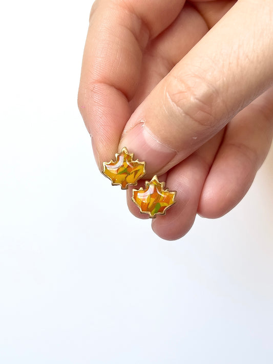 Autumn Confetti Maple Leaf Studs - BlueBassoon Handmade