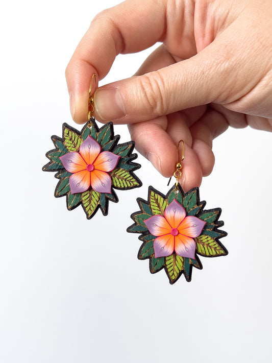 Leafy Bloom Dangles - BlueBassoon Handmade